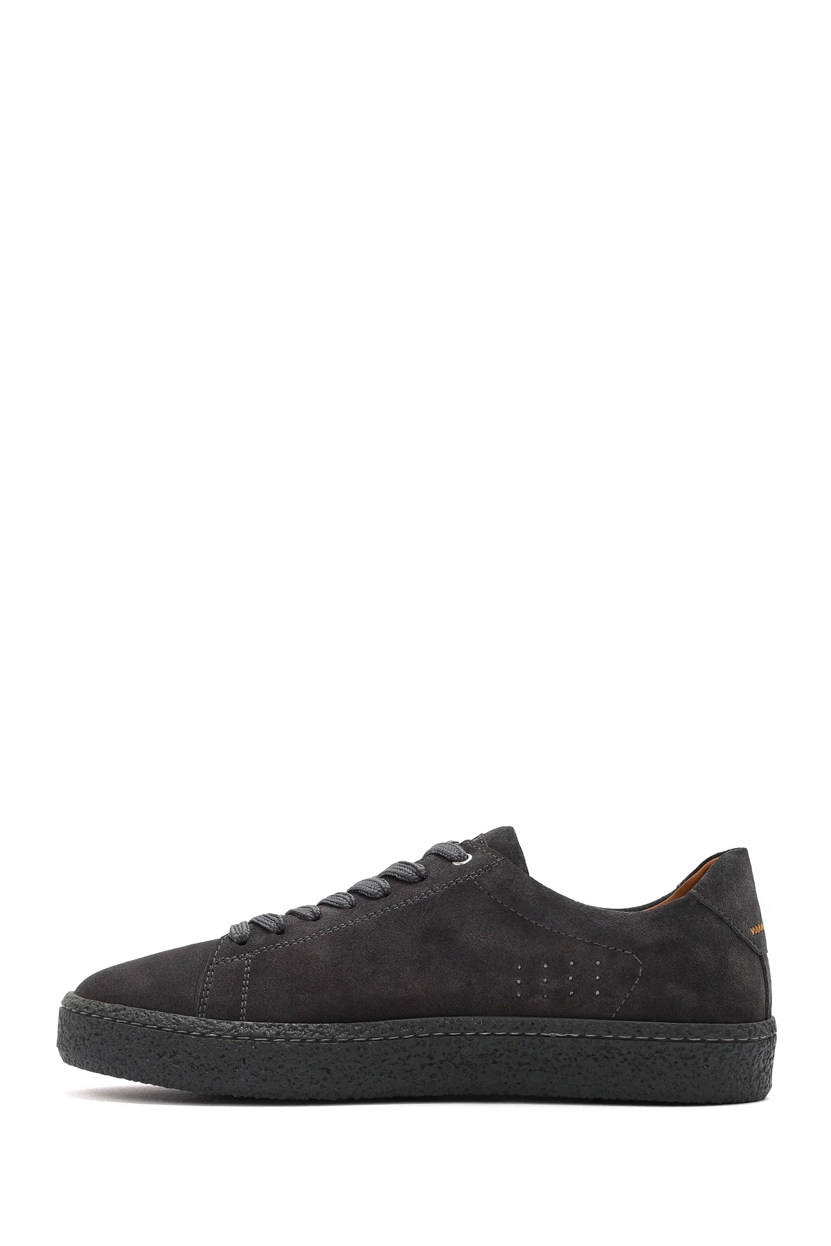 Erkek Gri Bağcıklı Kalın Tabanlı Süet Deri Sneaker - Image 3