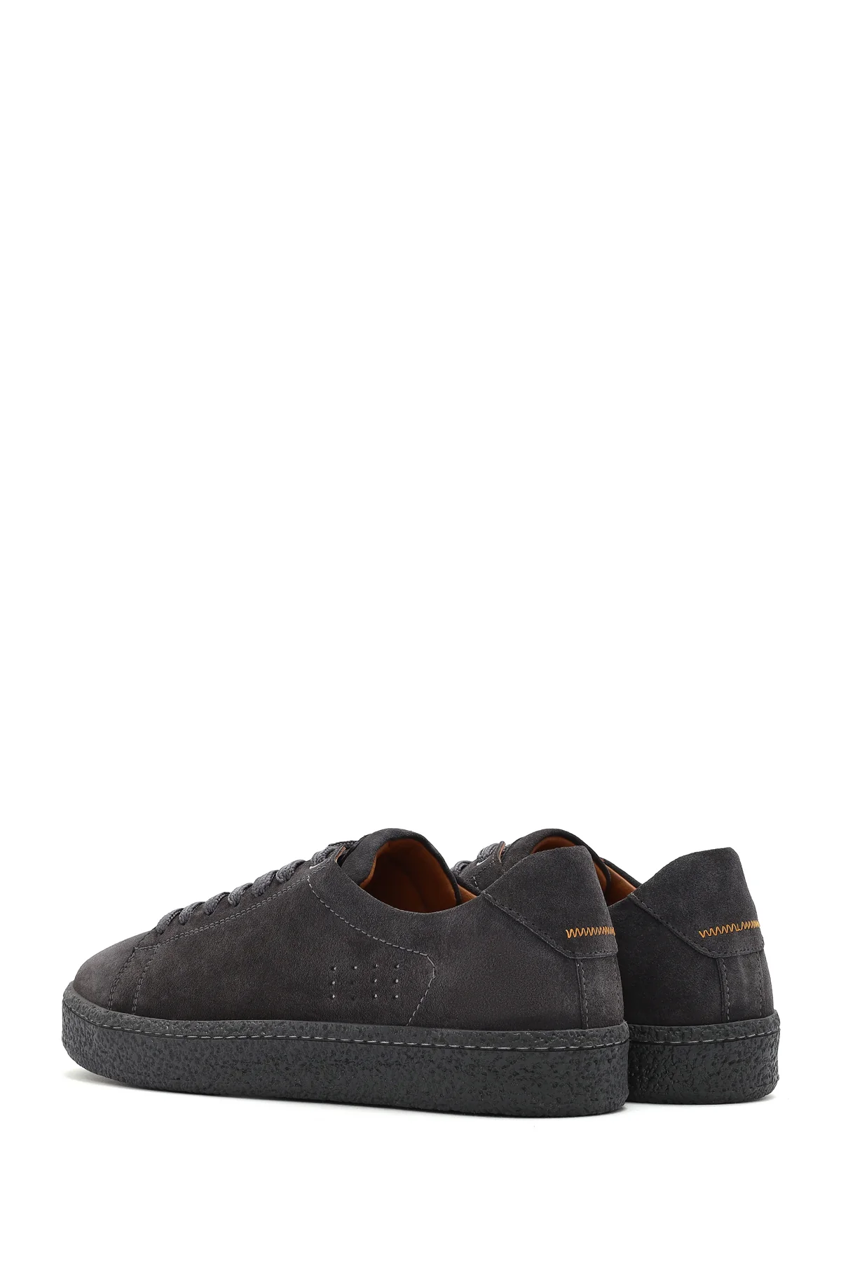 Erkek Gri Bağcıklı Kalın Tabanlı Süet Deri Sneaker - Image 6