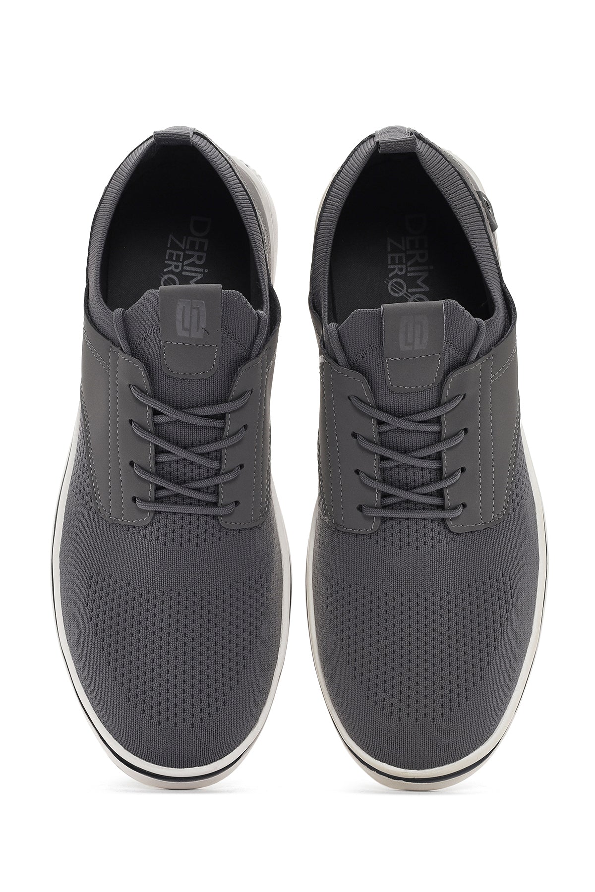 Erkek Gri Bağcıklı Kumaş Sneaker - Image 7