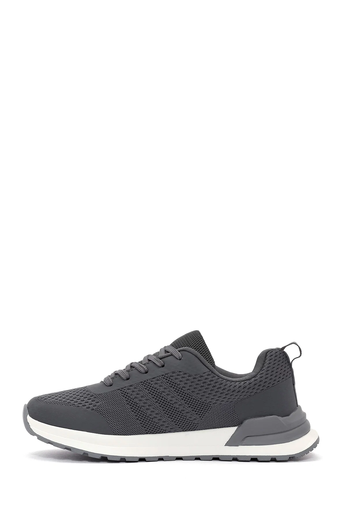Erkek Gri Bağcıklı Kumaş Sneaker - Image 2