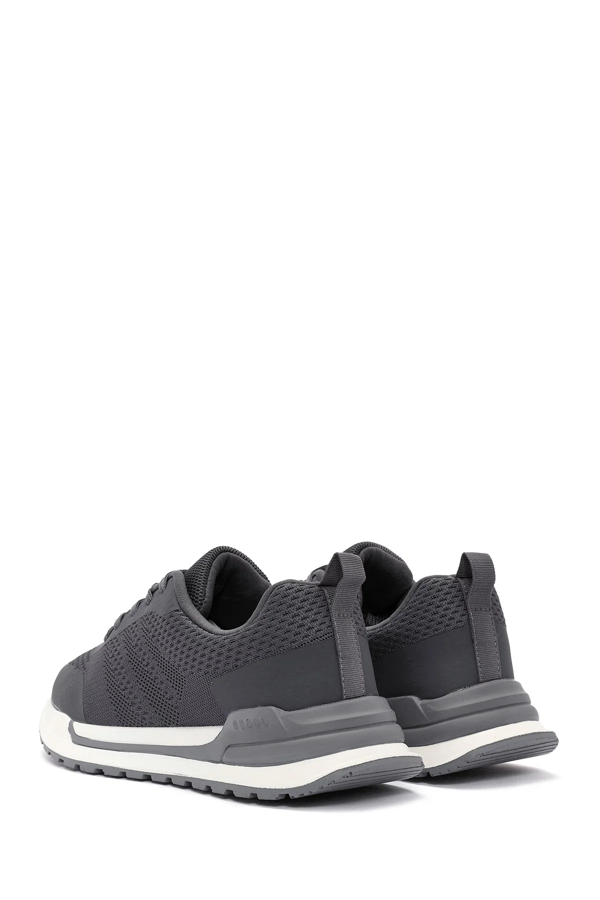 Erkek Gri Bağcıklı Kumaş Sneaker - Image 5