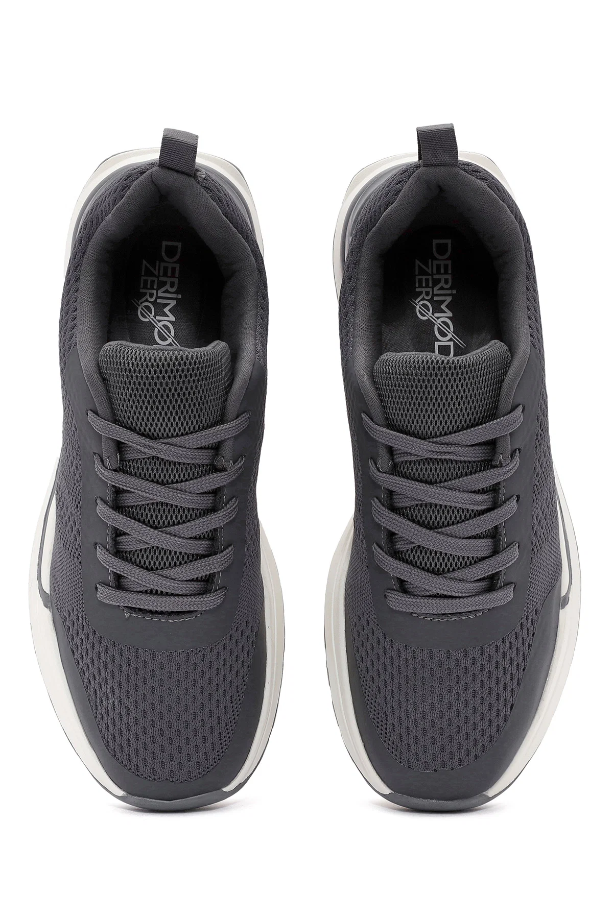 Erkek Gri Bağcıklı Kumaş Sneaker - Image 7