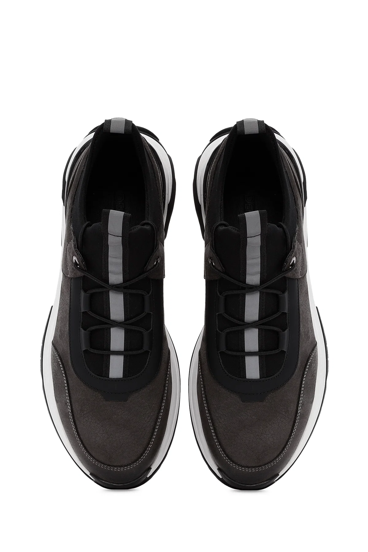 Erkek Gri Bağcıklı Nubuk Deri Casual Sneaker - Image 7
