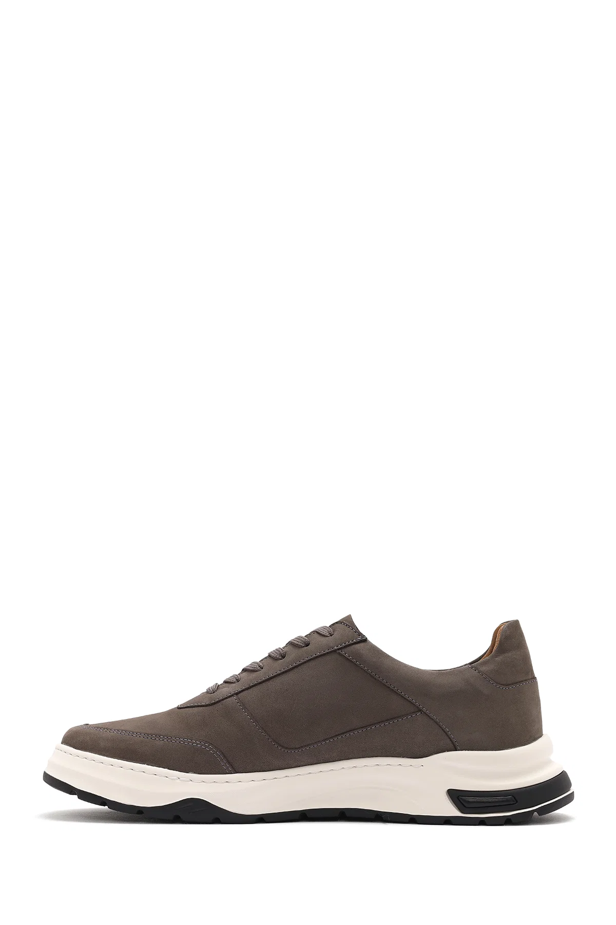 Erkek Gri Bağcıklı Nubuk Deri Sneaker - Image 2