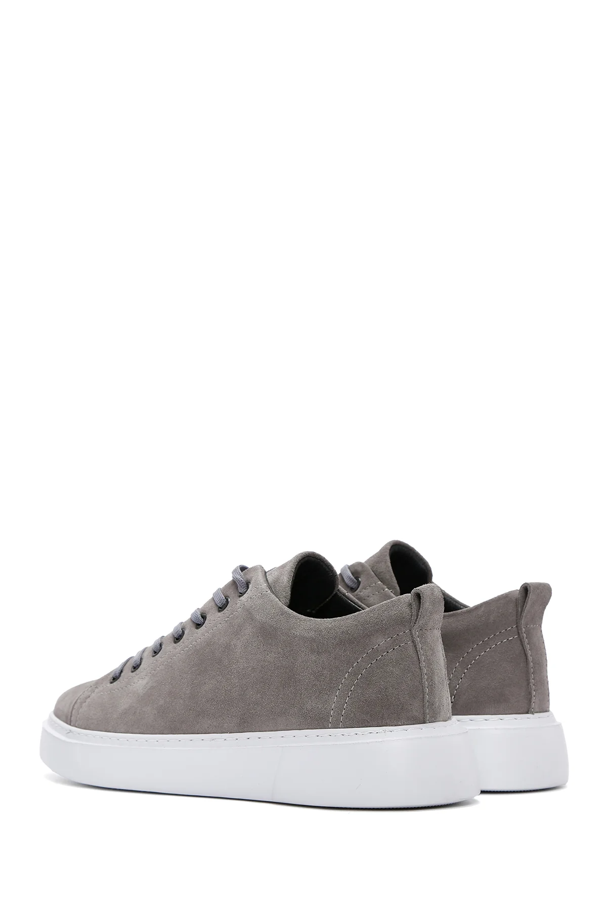 Erkek Gri Bağcıklı Süet Deri Sneaker - Image 5