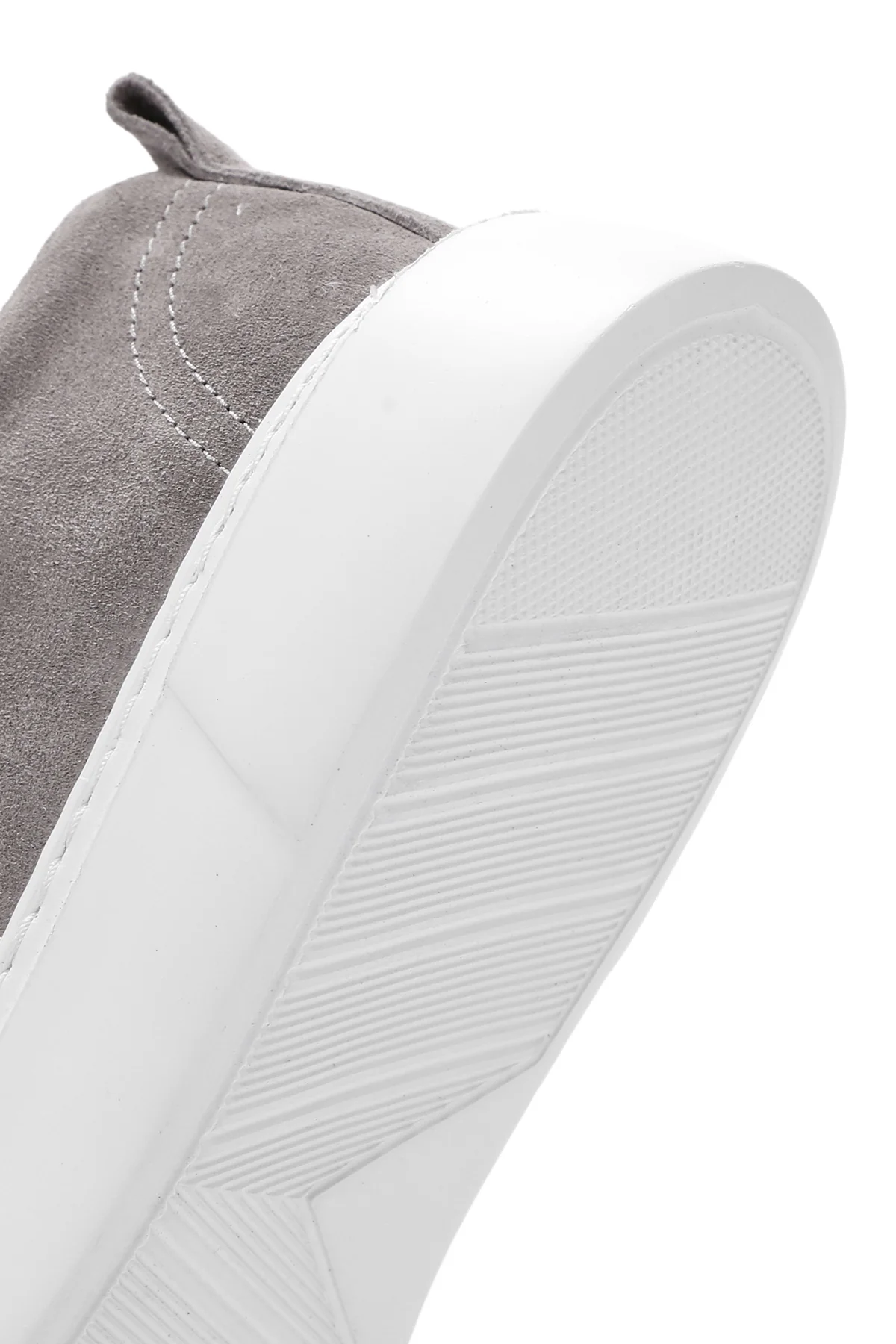 Erkek Gri Bağcıklı Süet Deri Sneaker - Image 8