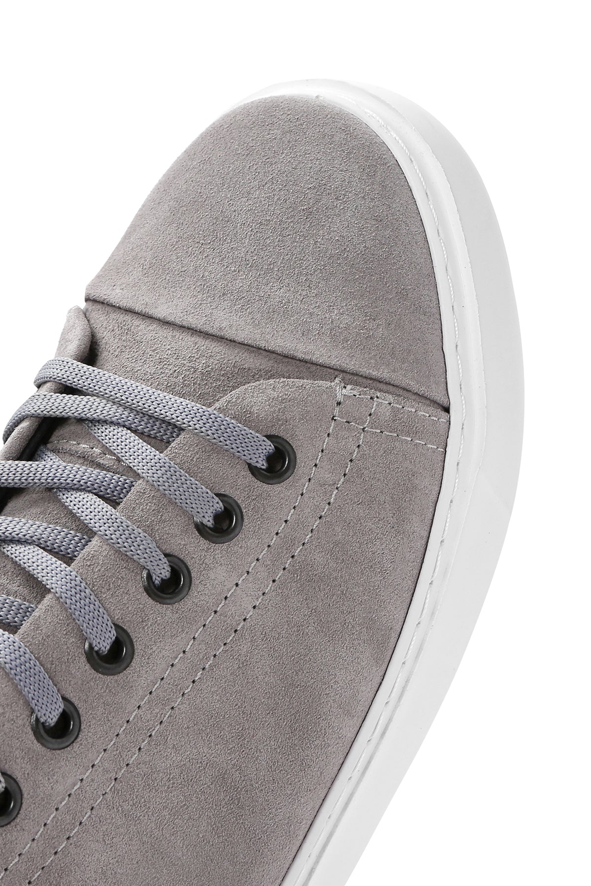 Erkek Gri Bağcıklı Süet Deri Sneaker - Image 9