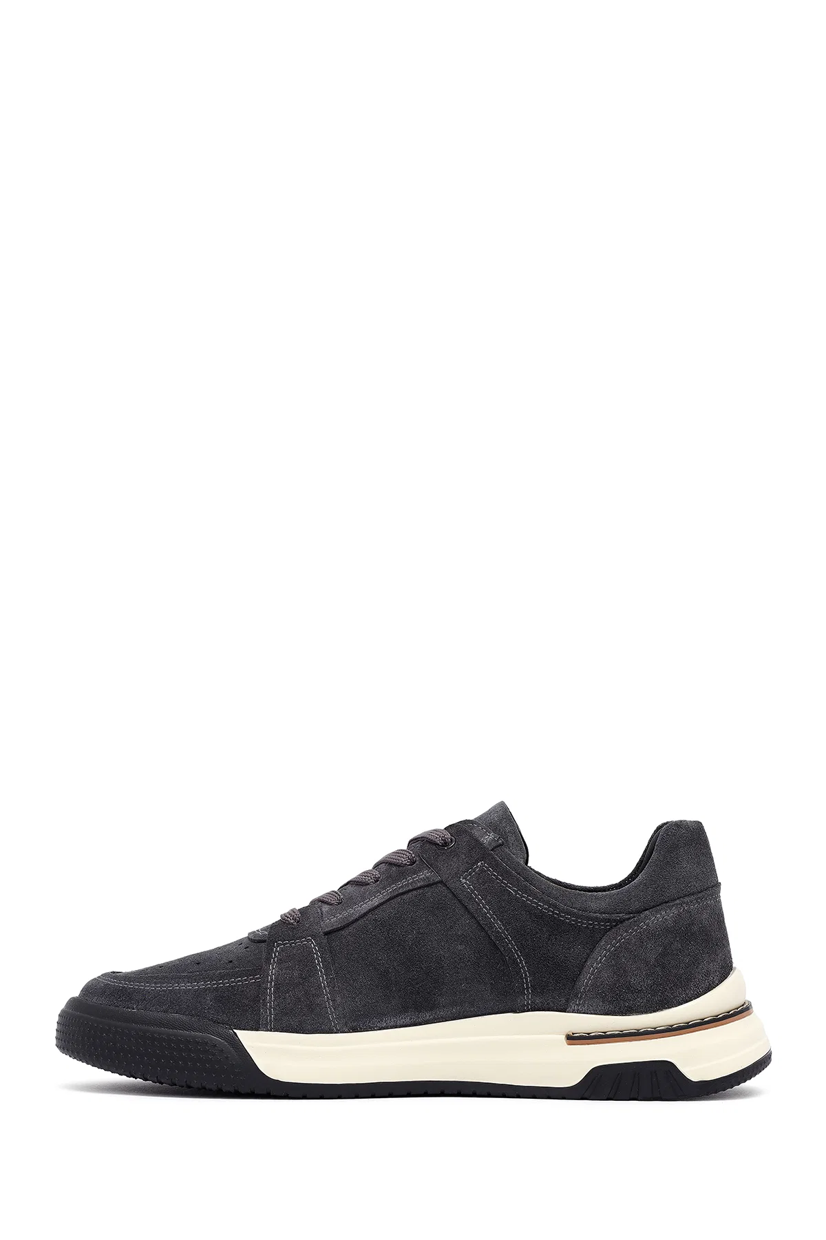 Erkek Gri Bağcıklı Süet Deri Sneaker - Image 2