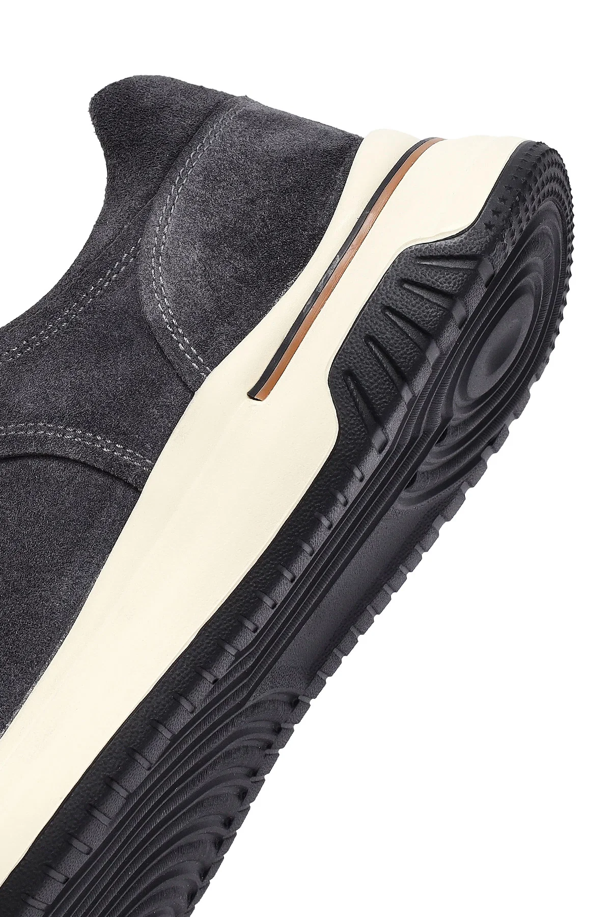 Erkek Gri Bağcıklı Süet Deri Sneaker - Image 8