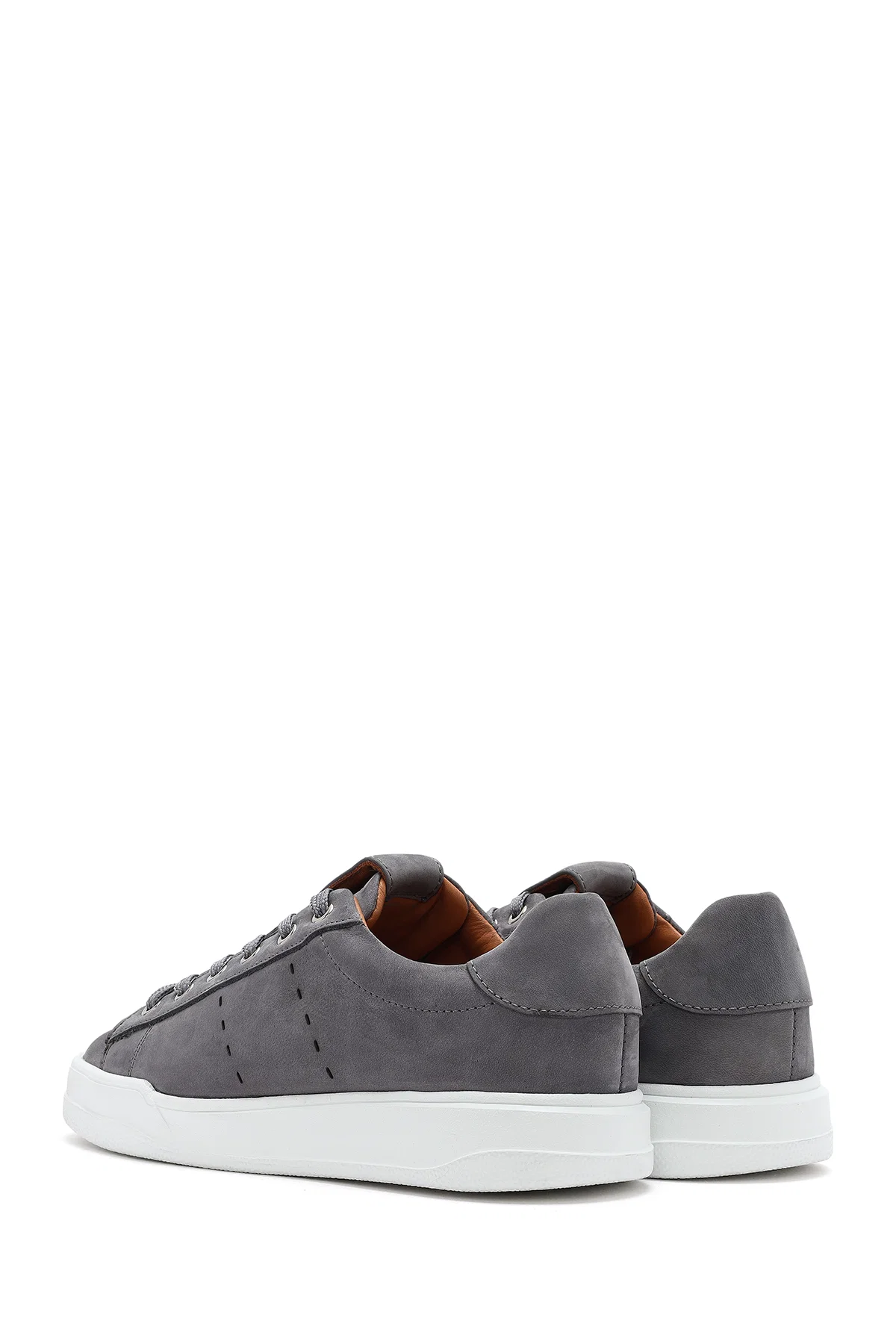 Erkek Gri Bağcıklı Süet Deri Sneaker - Image 5
