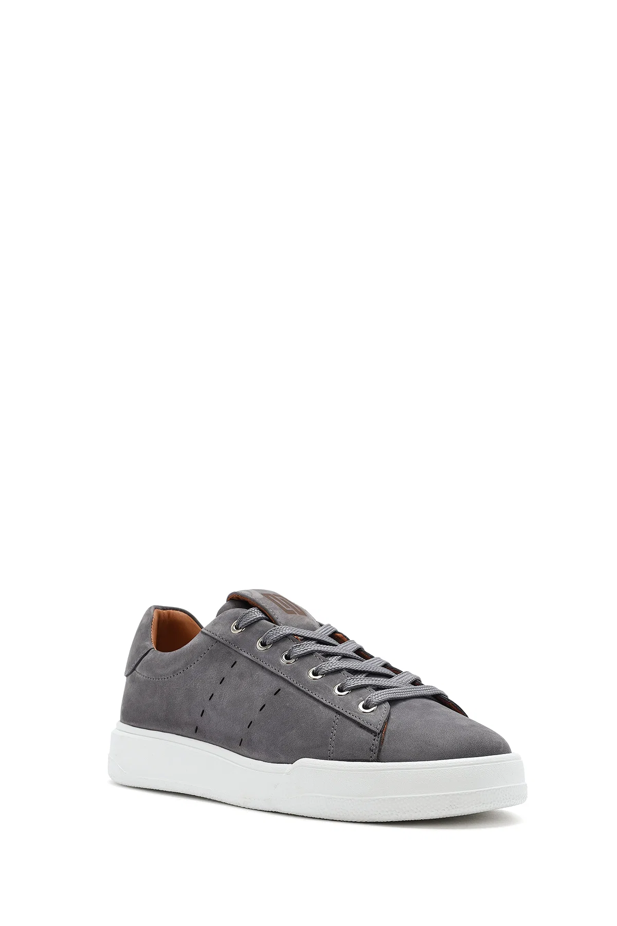 Erkek Gri Bağcıklı Süet Deri Sneaker - Image 6