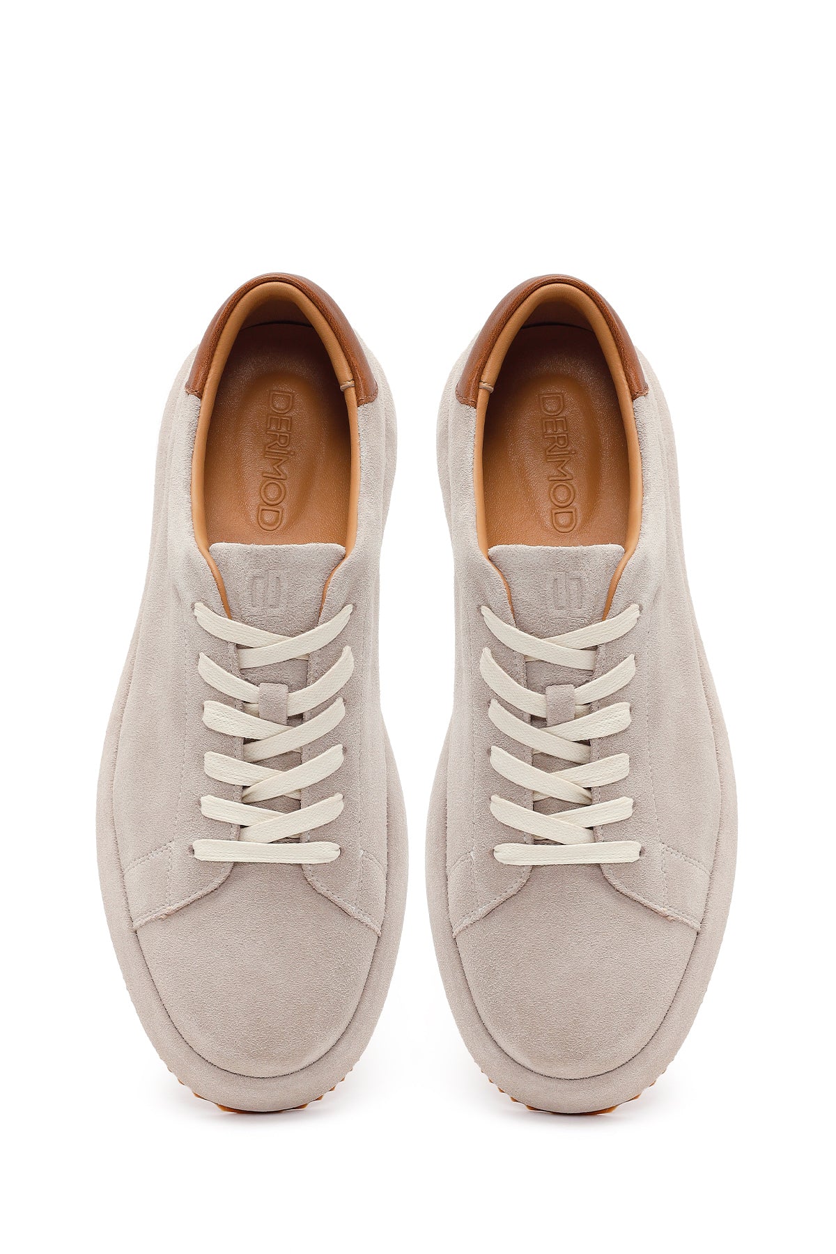 Erkek Gri Bağcıklı Süet Deri Sneaker - Image 4