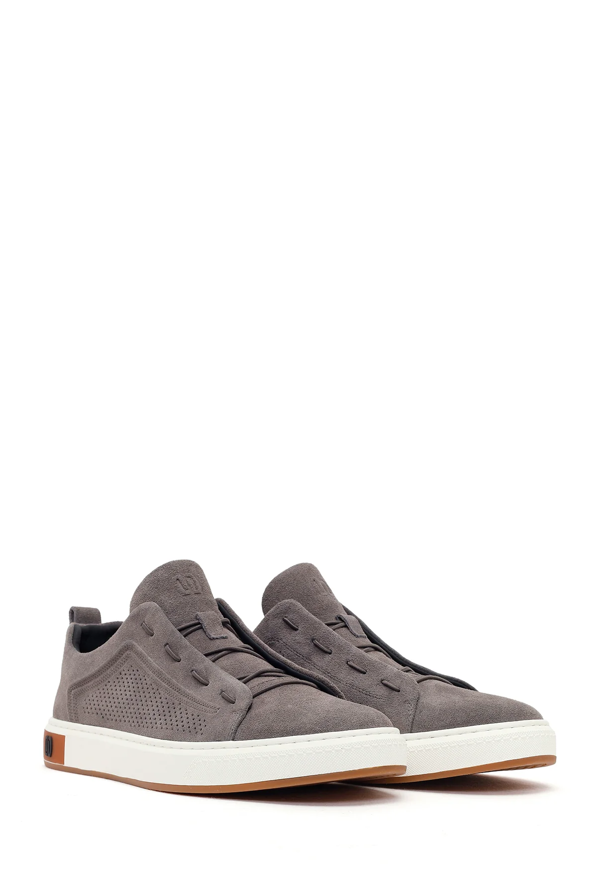 Erkek Gri Bağcıklı Süet Deri Sneaker - Image 2