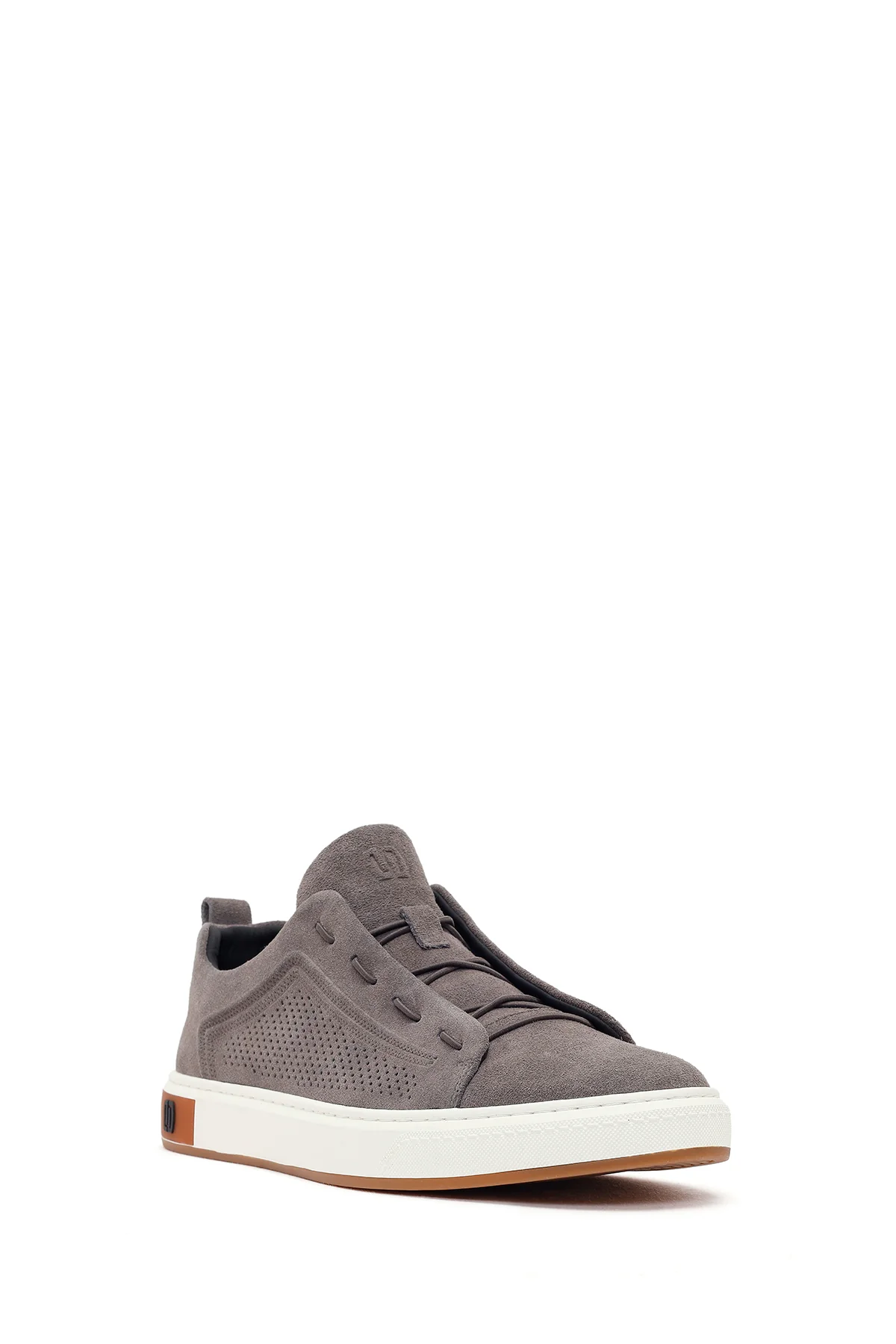 Erkek Gri Bağcıklı Süet Deri Sneaker - Image 7