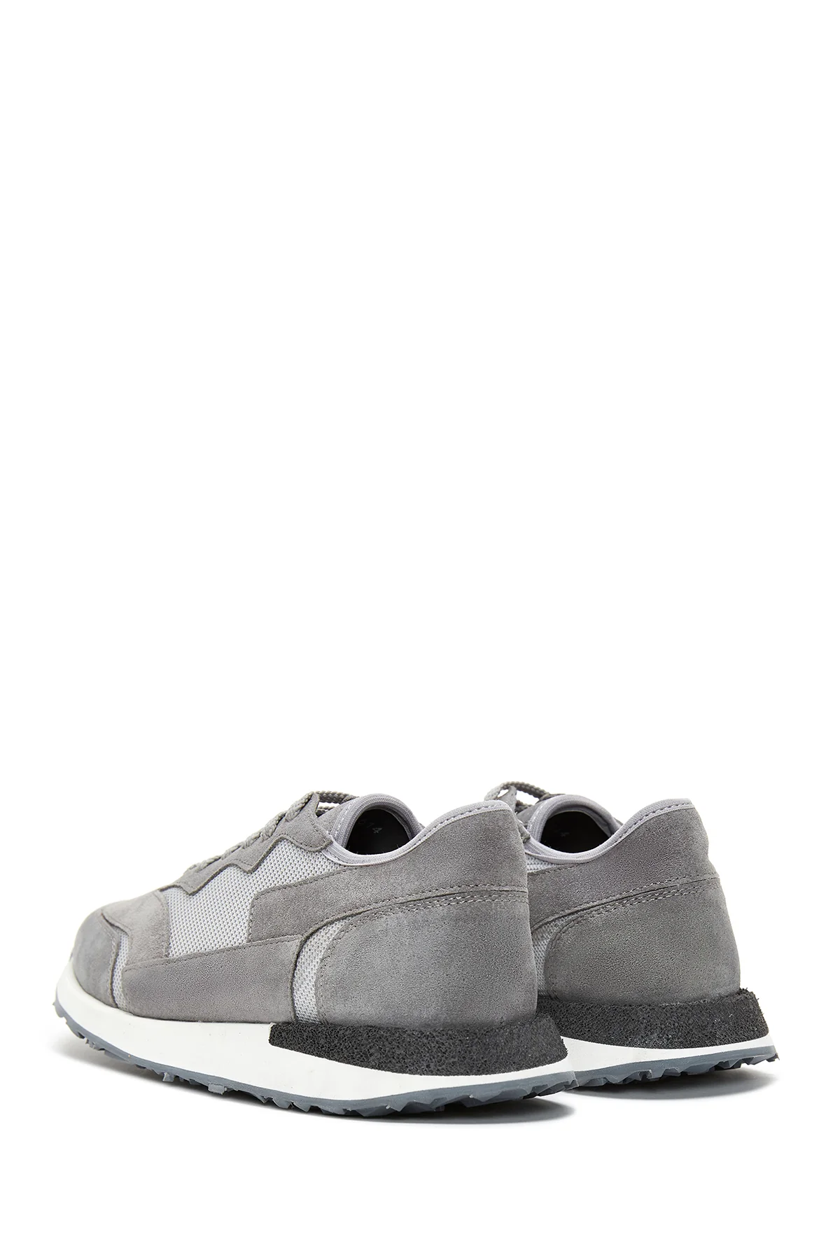 Erkek Gri Deri Sneaker - Image 5