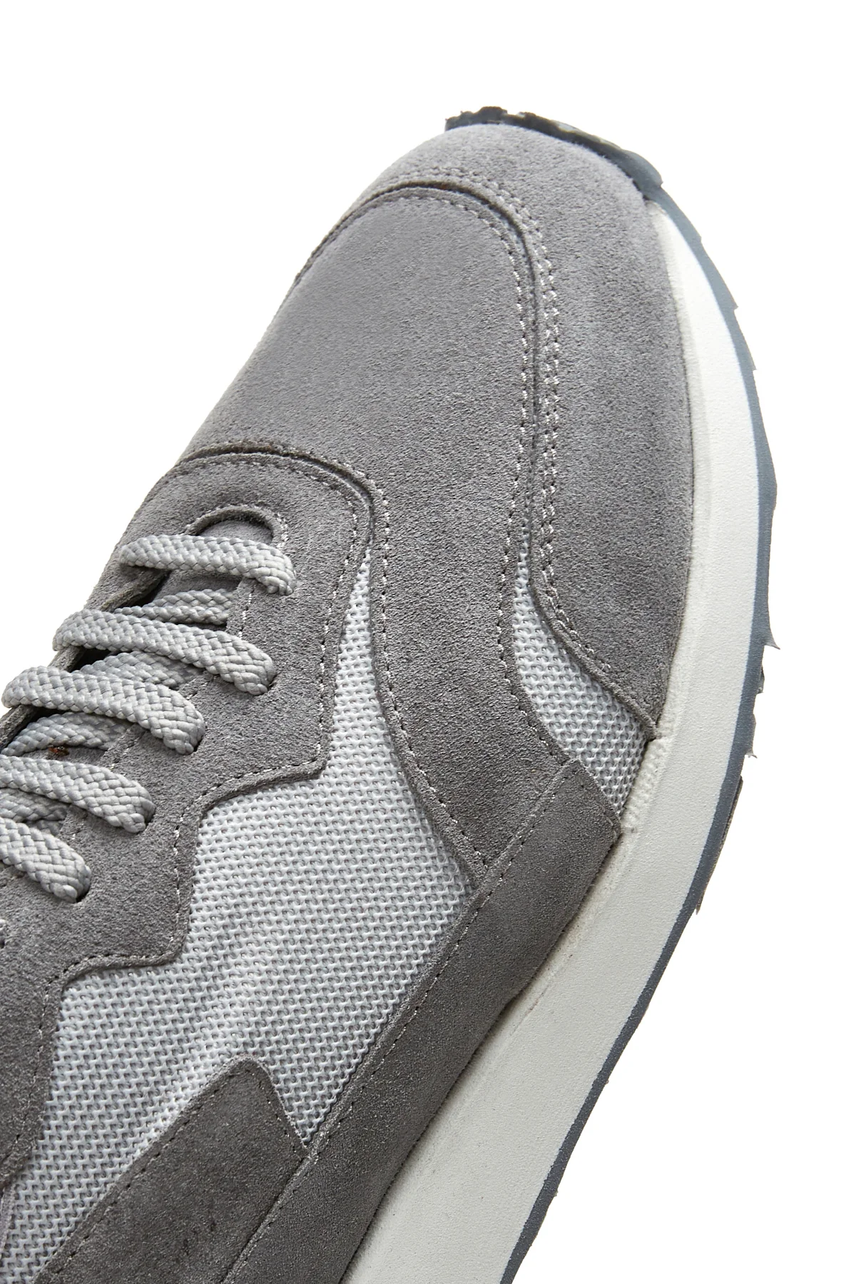 Erkek Gri Deri Sneaker - Image 7