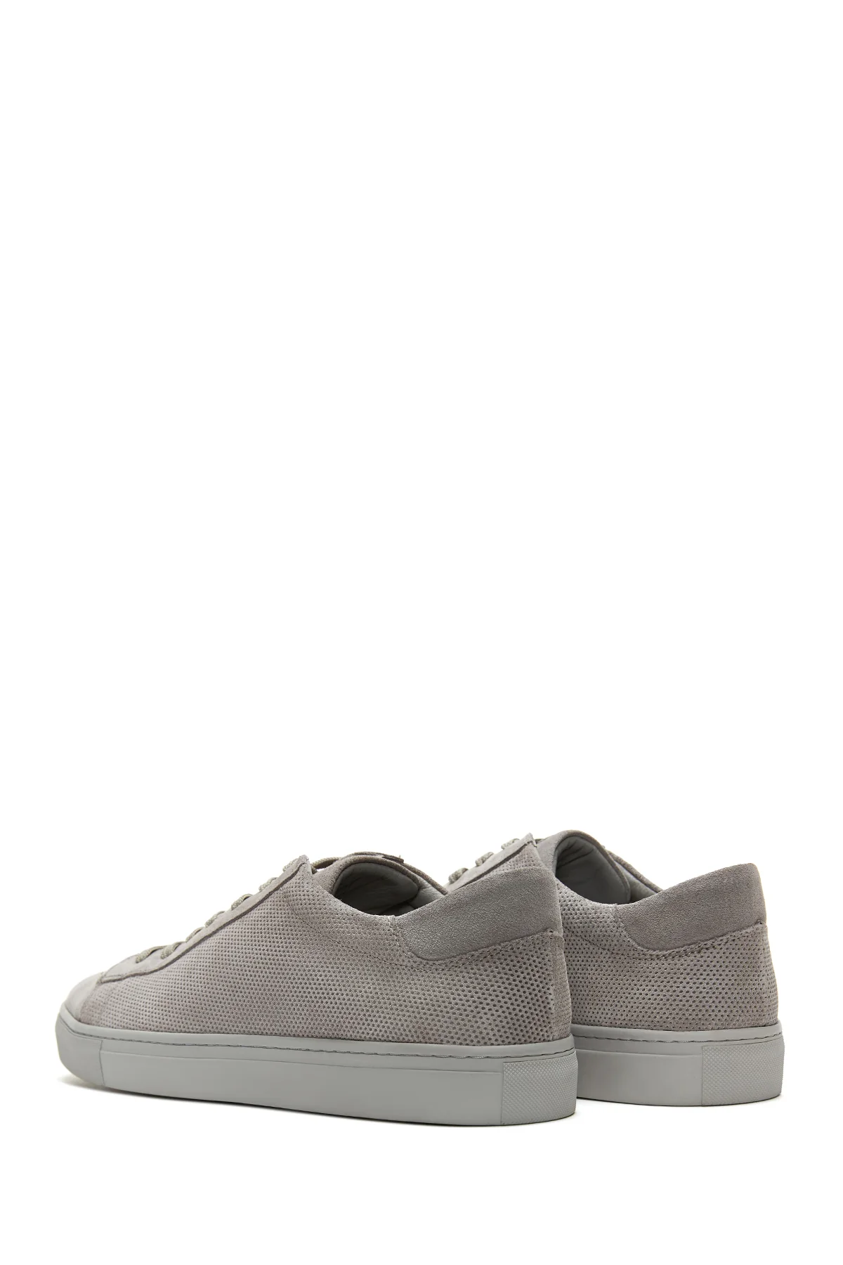 Erkek Gri Deri Süet Sneaker - Image 5