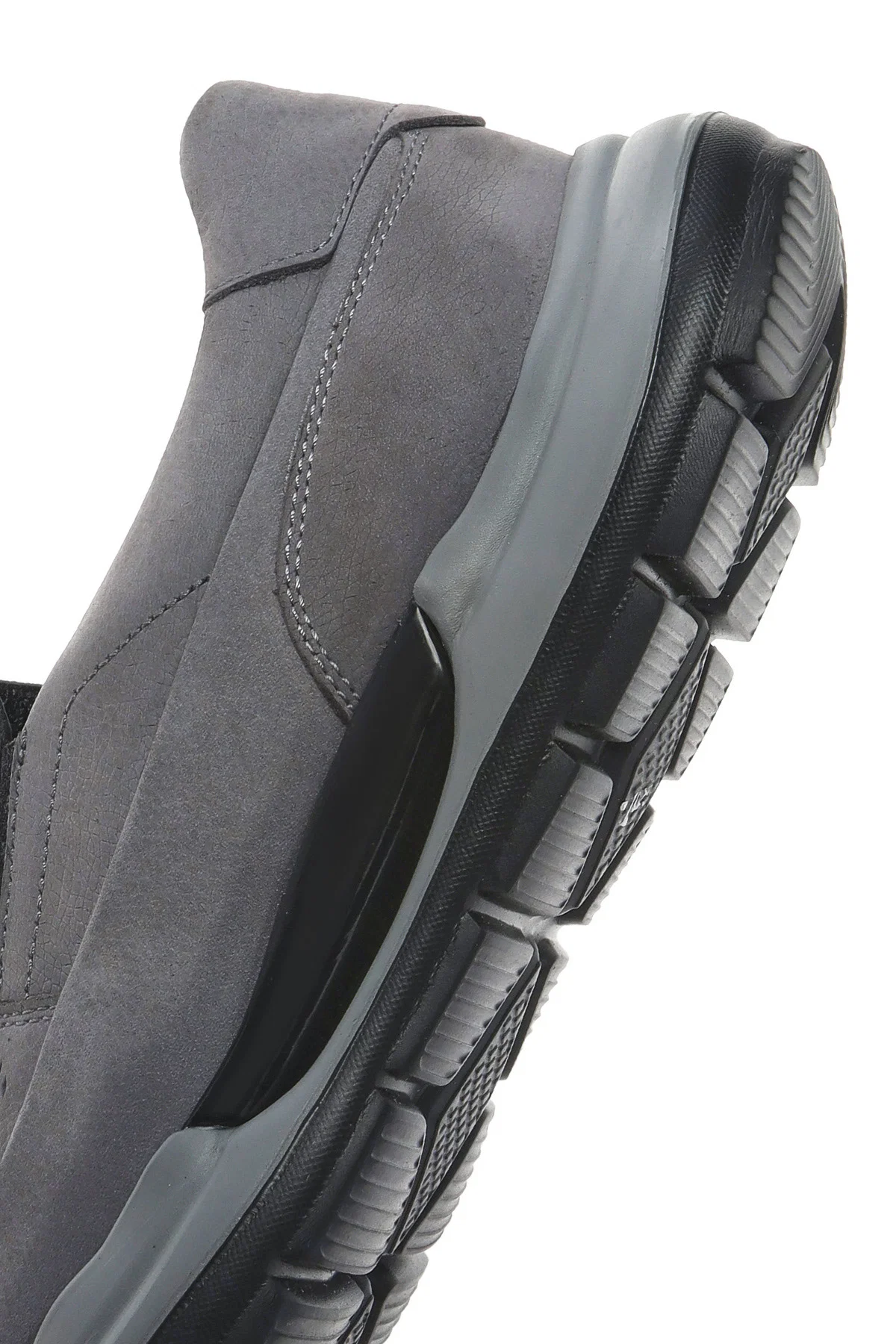 Erkek Gri Kalın Tabanlı Nubuk Deri Comfort Loafer - Image 10
