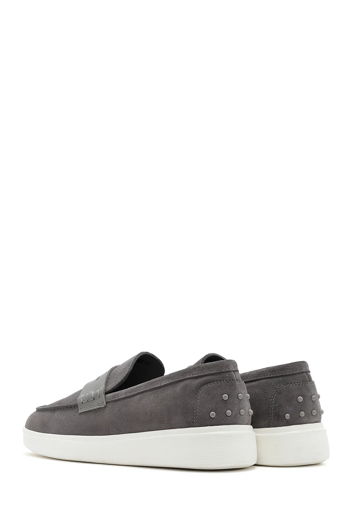 Erkek Gri Kalın Tabanlı Süet Deri Casual Loafer - Image 5