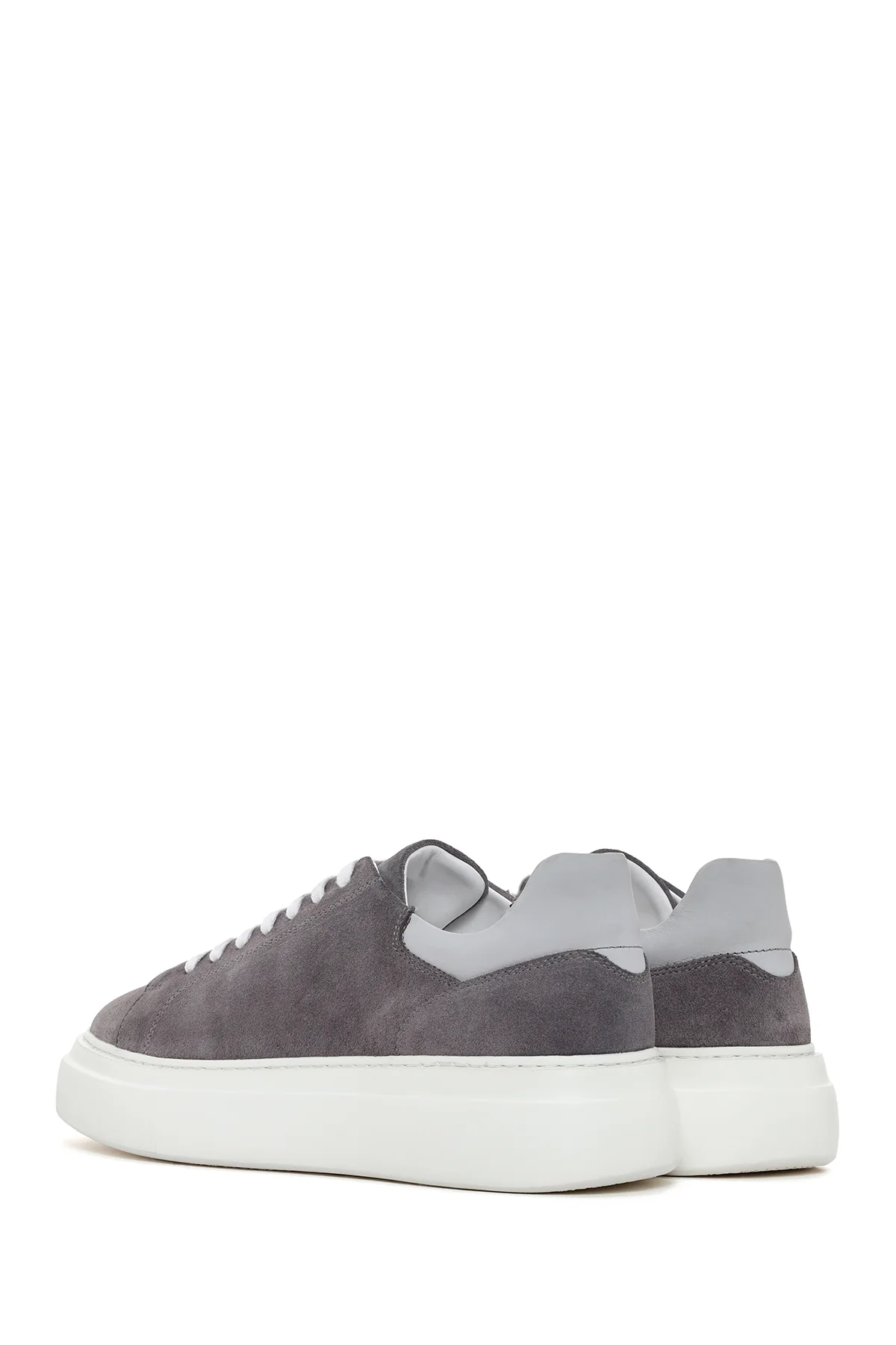 Erkek Gri Kalın Tabanlı Süet Deri Sneaker - Image 5