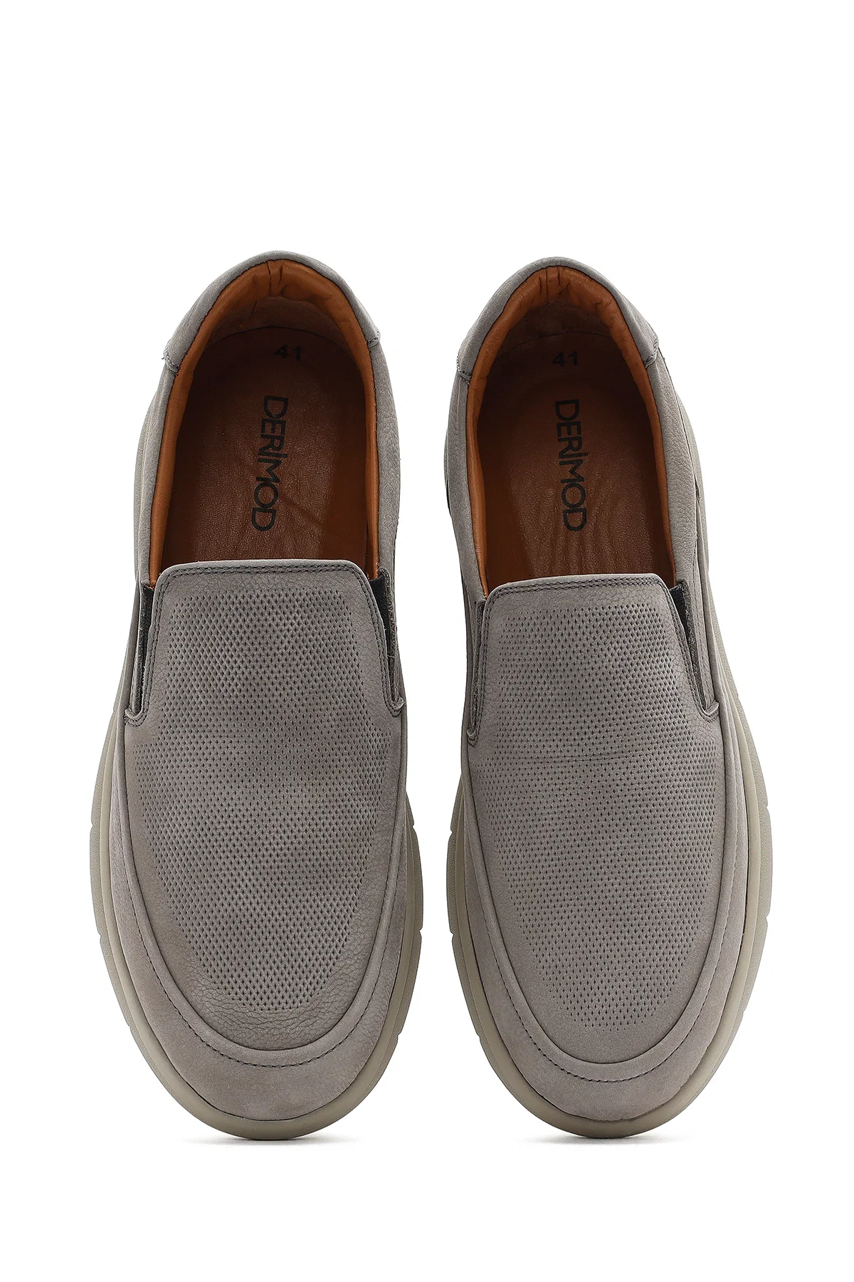Erkek Gri Nubuk Deri Comfort Loafer - Image 7
