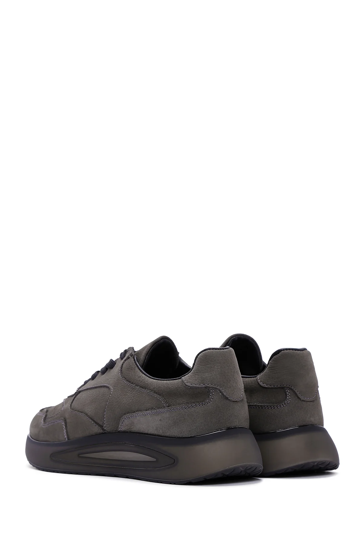 Erkek Gri Nubuk Deri Sneaker - Image 5