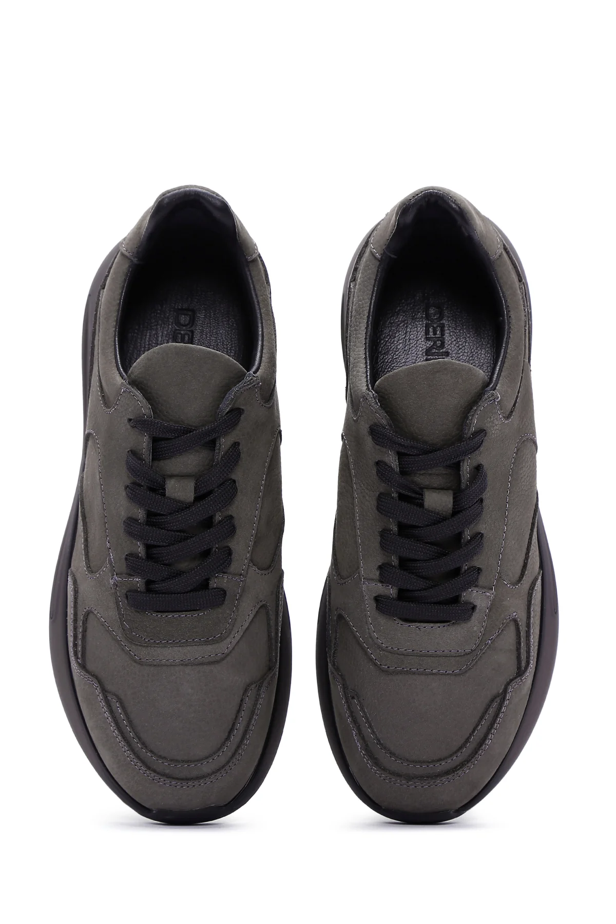 Erkek Gri Nubuk Deri Sneaker - Image 6