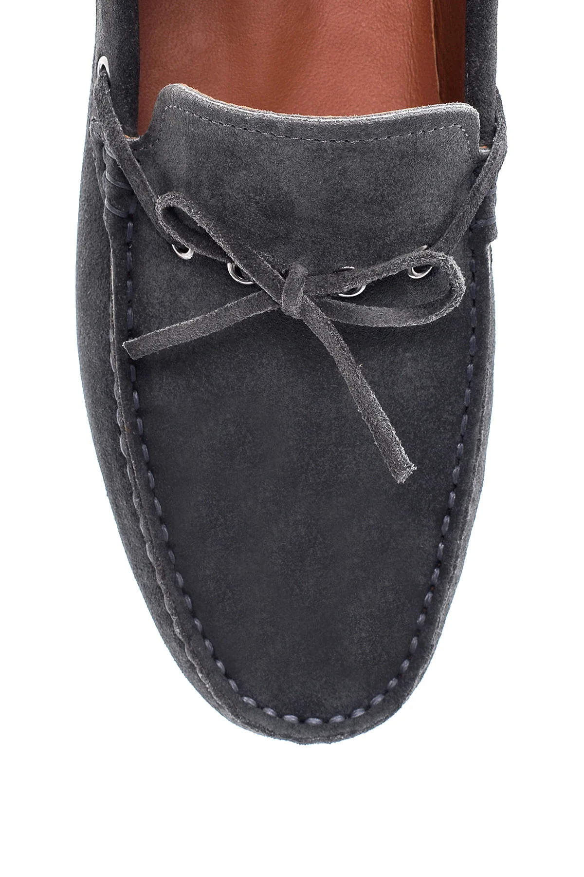 Erkek Gri Süet Deri Casual Loafer - Image 4