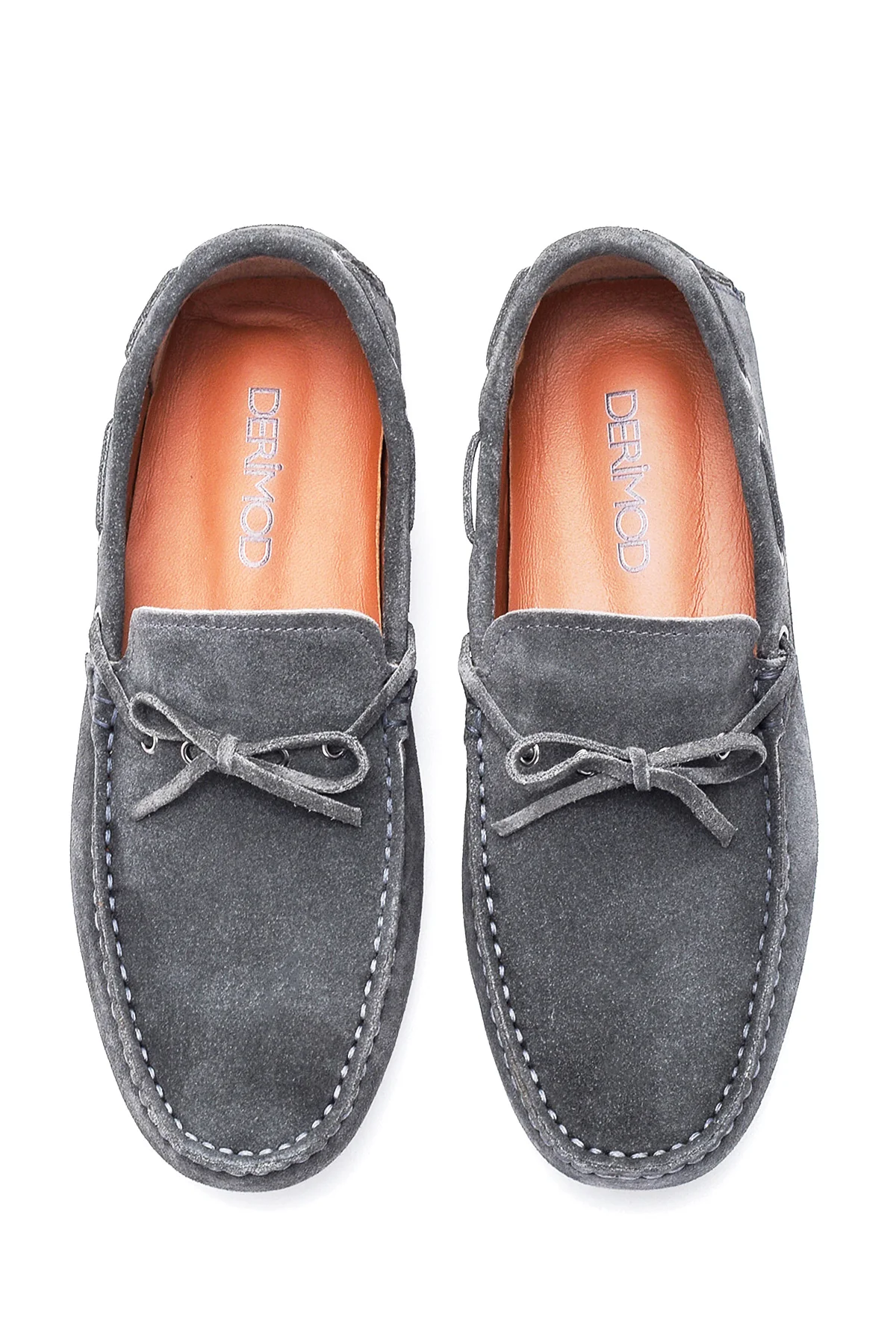 Erkek Gri Süet Deri Casual Loafer - Image 5