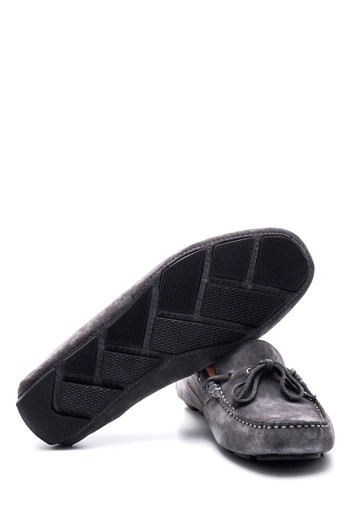 Erkek Gri Süet Deri Casual Loafer - Image 4