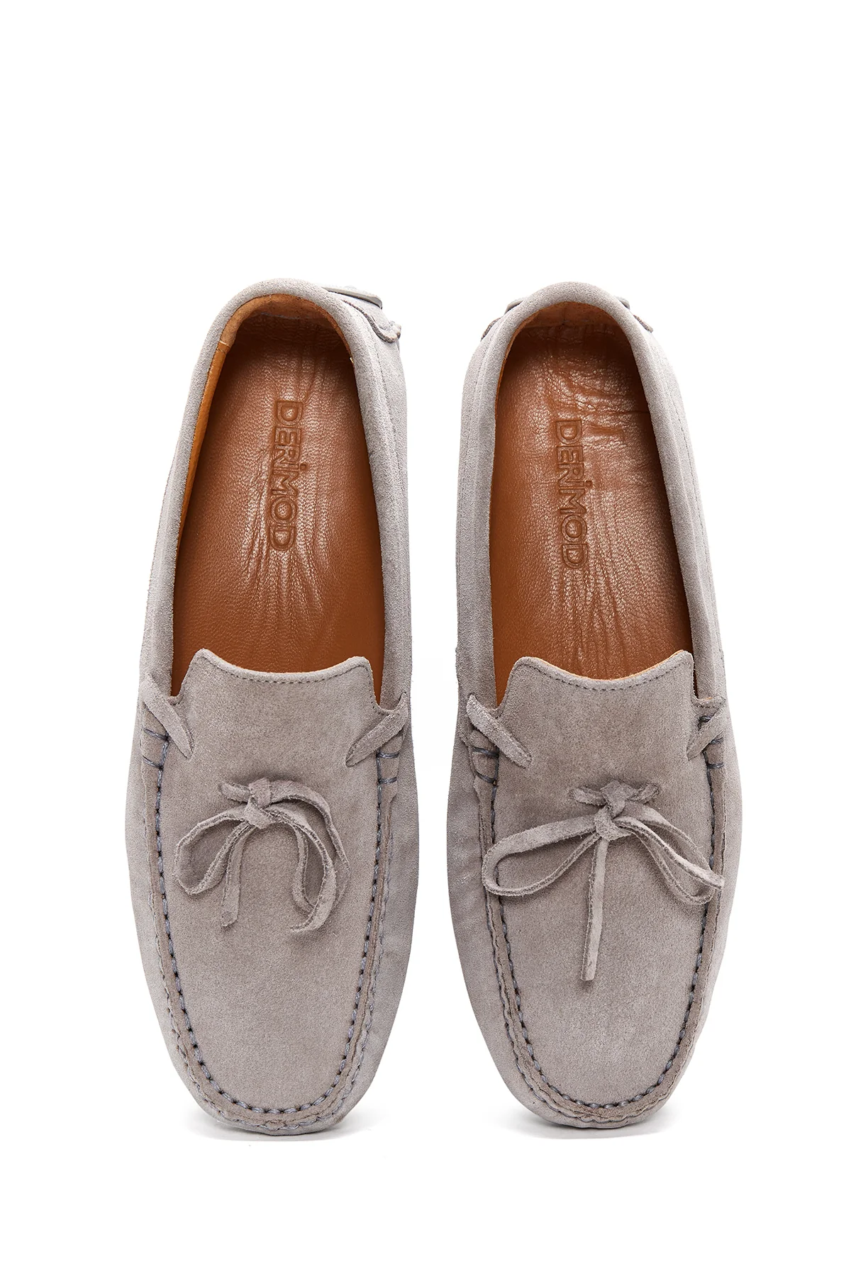 Erkek Gri Süet Deri Casual Loafer - Image 6