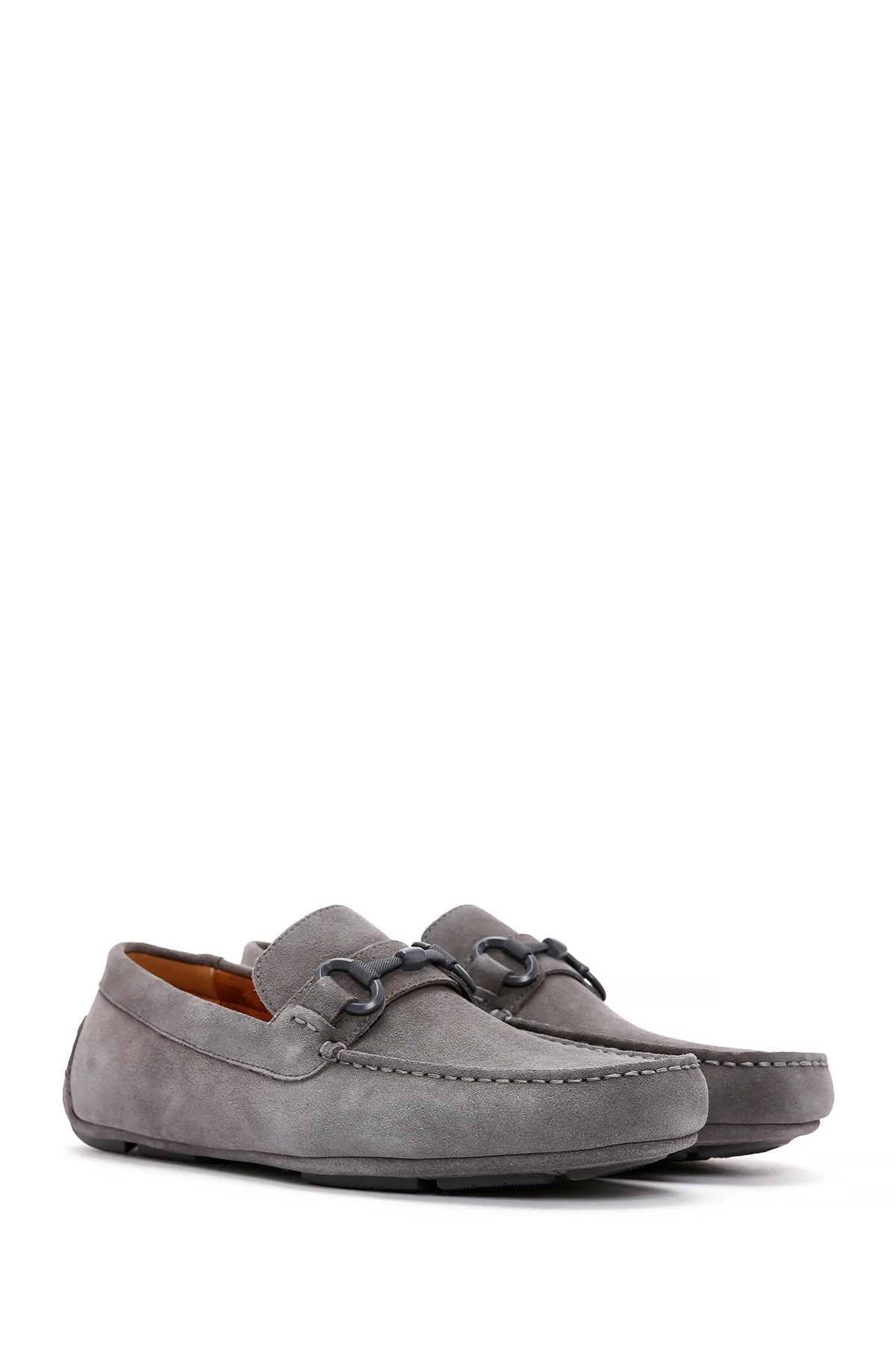 Erkek Gri Süet Deri Casual Loafer - Image 3