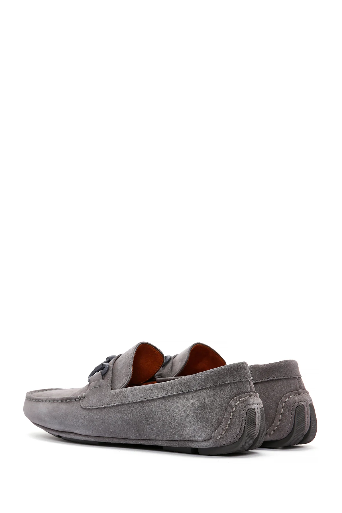 Erkek Gri Süet Deri Casual Loafer - Image 5