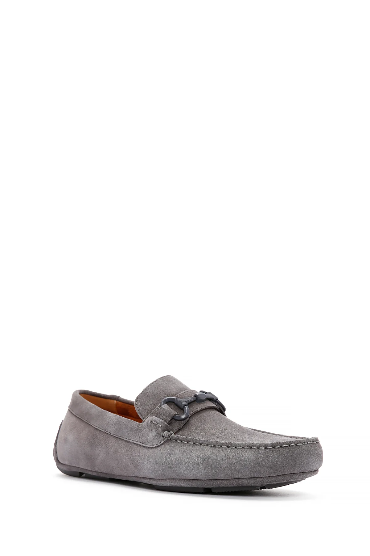 Erkek Gri Süet Deri Casual Loafer - Image 6