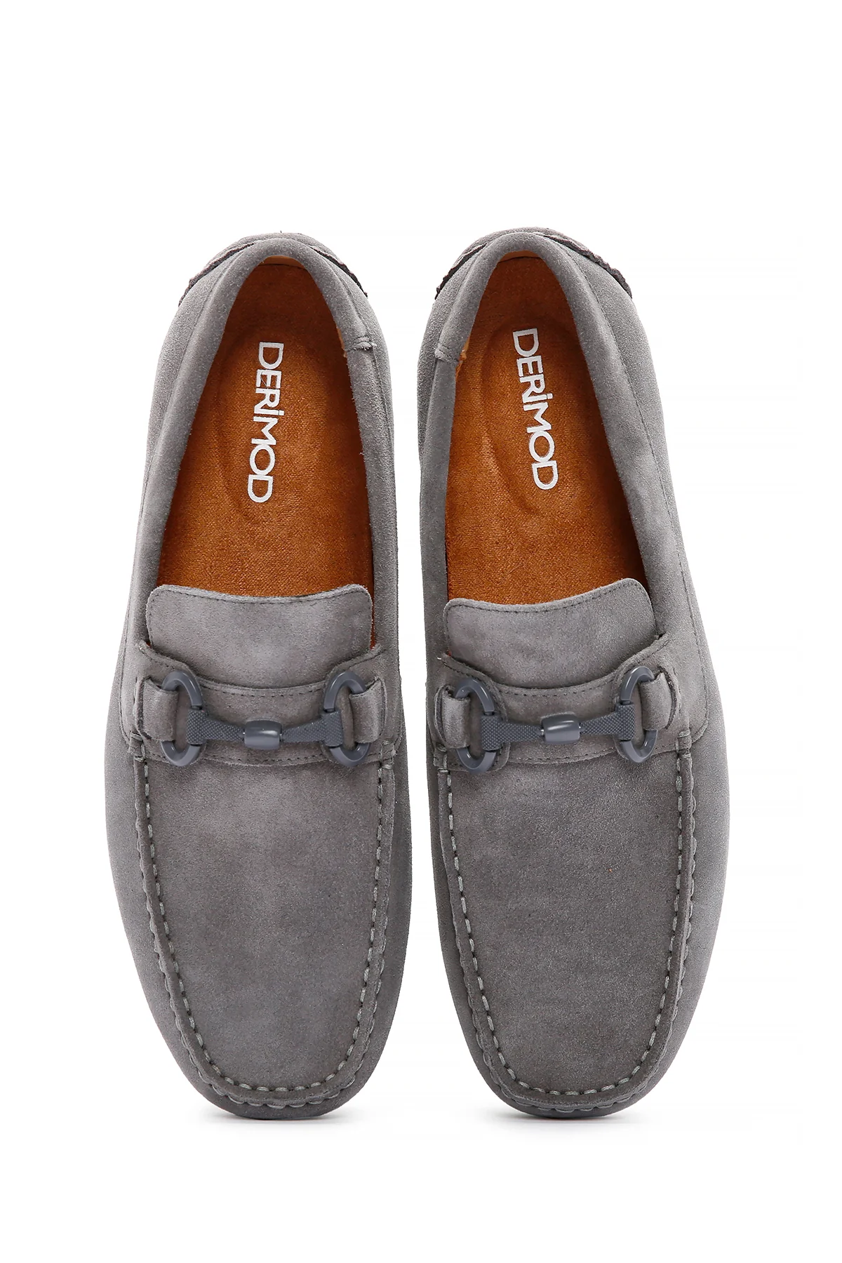 Erkek Gri Süet Deri Casual Loafer - Image 7