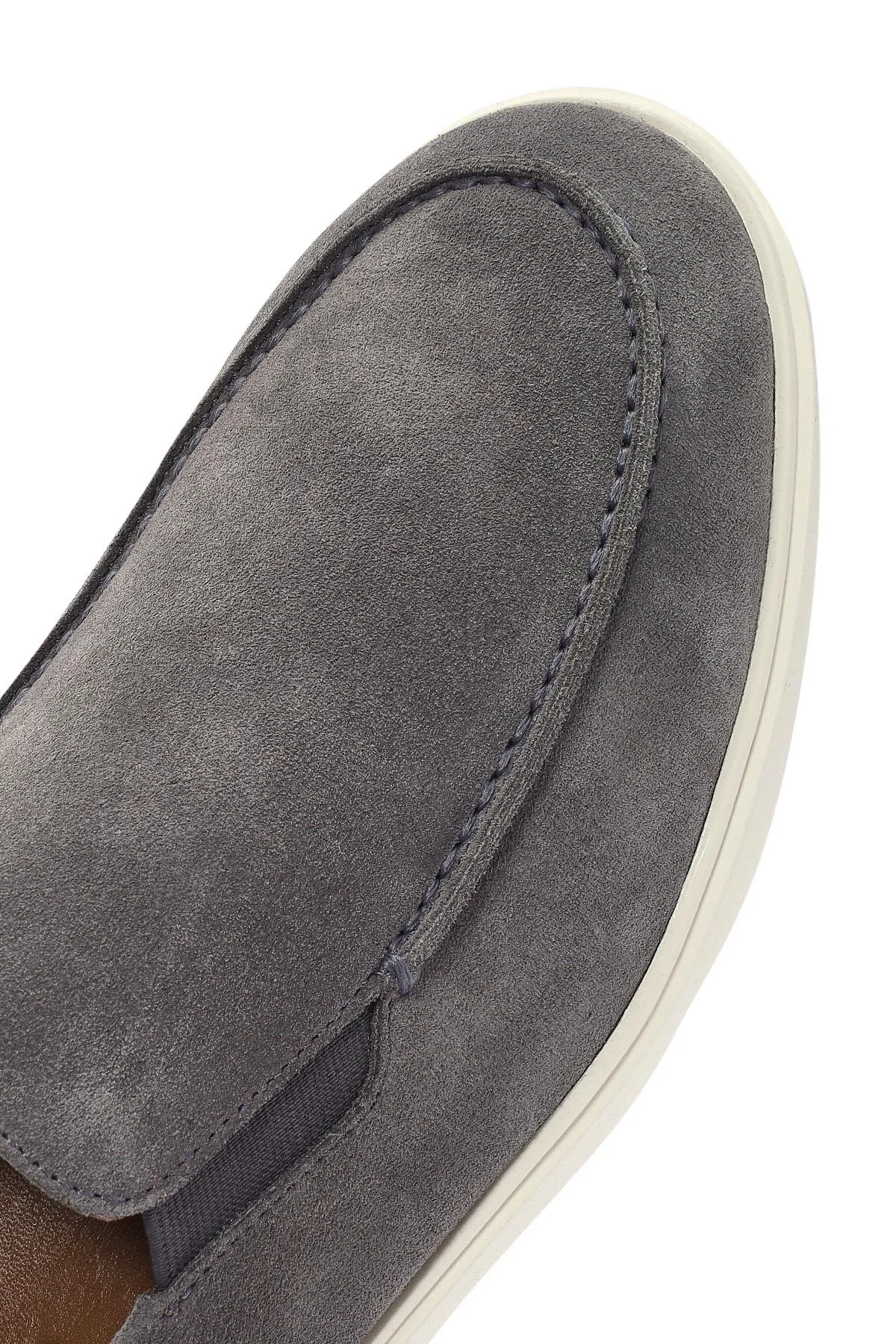 Erkek Gri Süet Deri Casual Loafer - Image 10