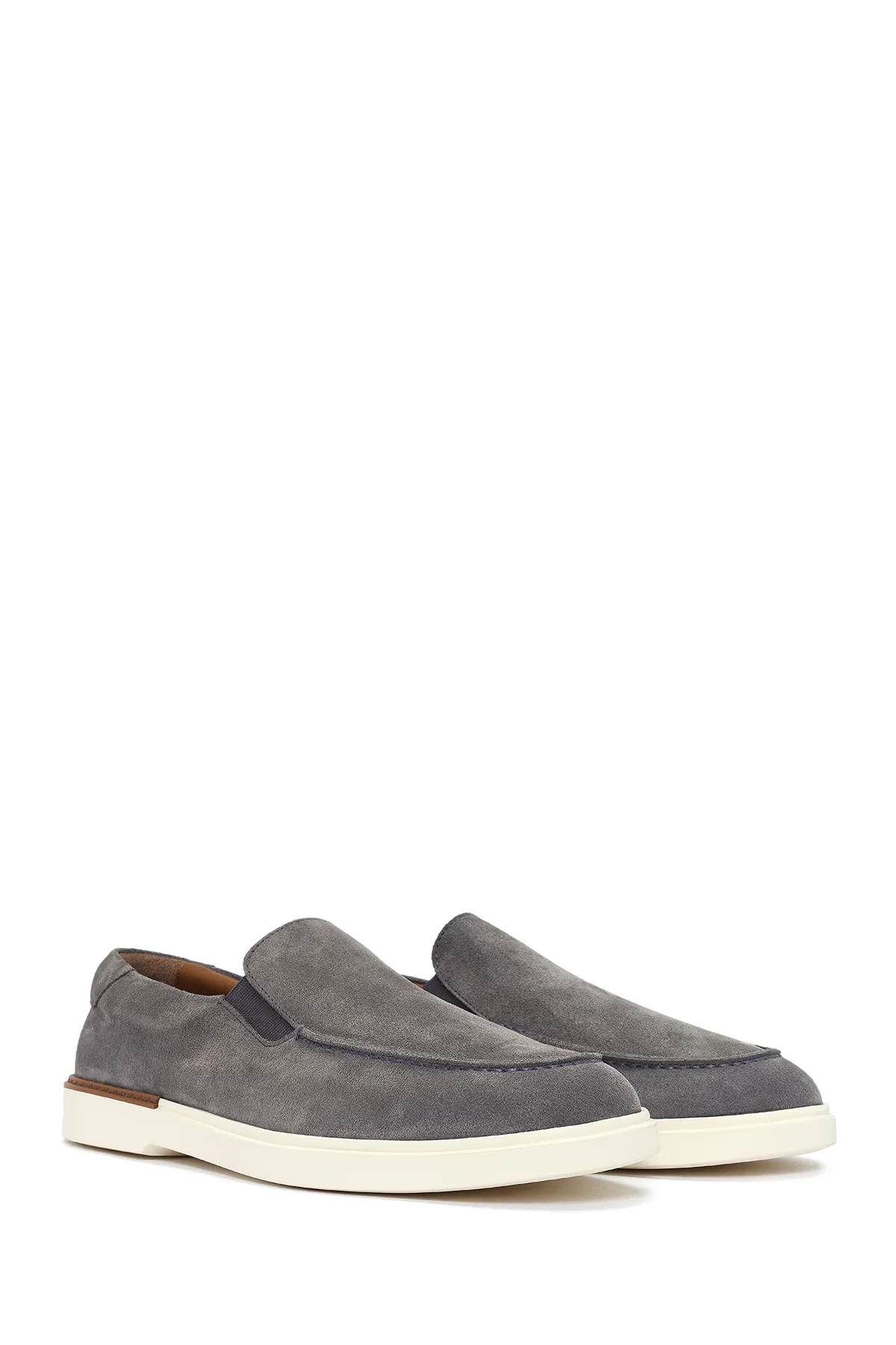 Erkek Gri Süet Deri Casual Loafer - Image 3