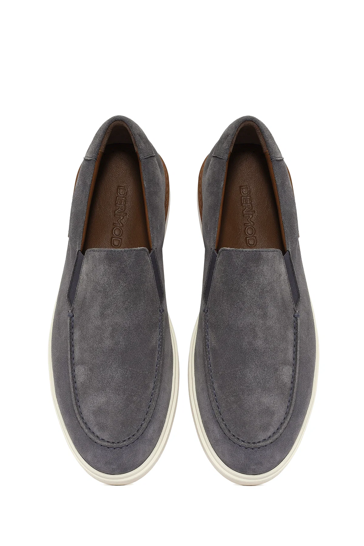 Erkek Gri Süet Deri Casual Loafer - Image 8