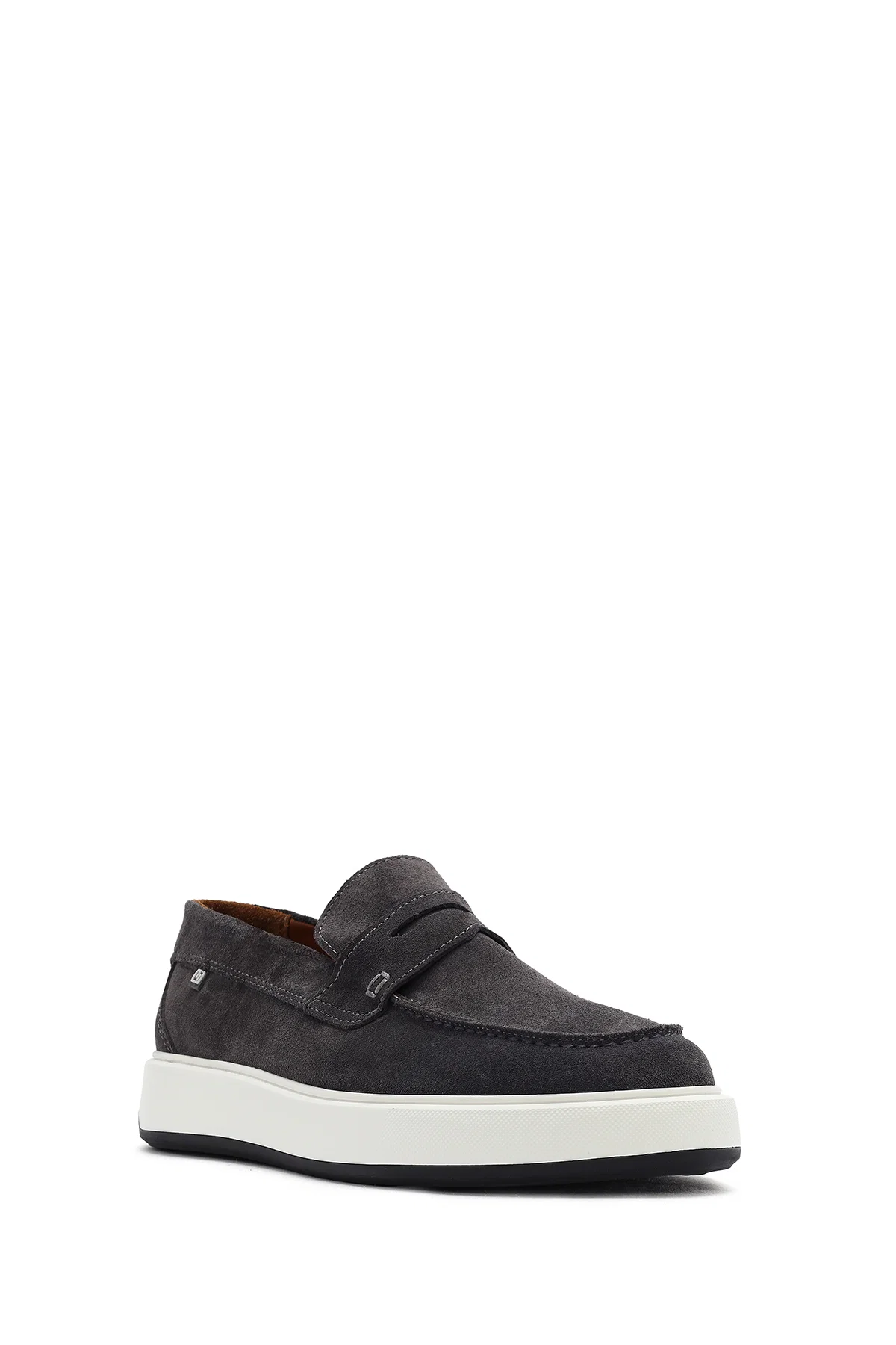 Erkek Gri Süet Deri Casual Loafer - Image 6