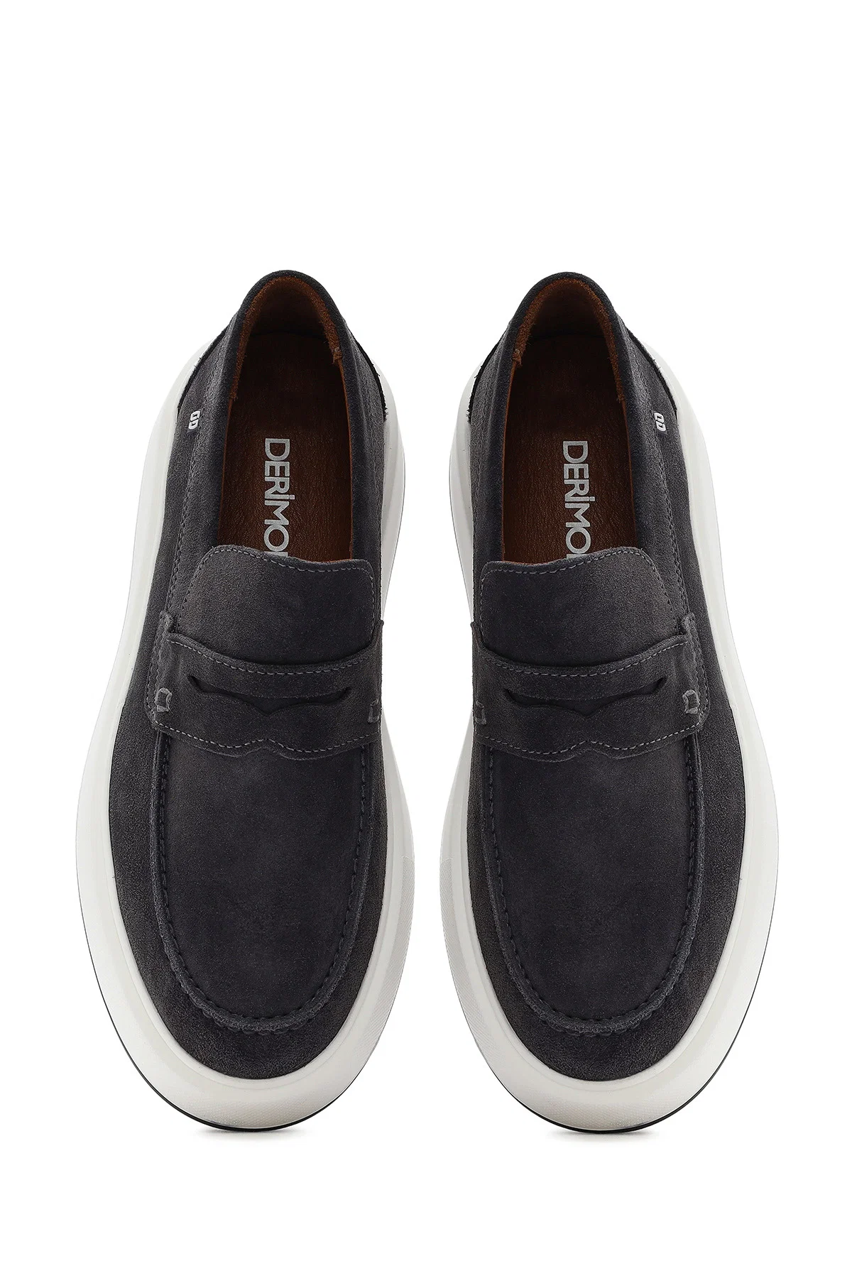 Erkek Gri Süet Deri Casual Loafer - Image 7