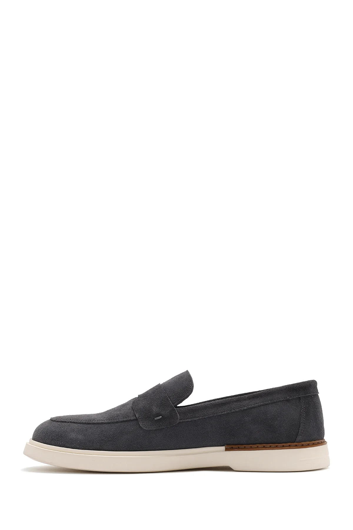 Erkek Gri Süet Deri Casual Loafer - Image 2