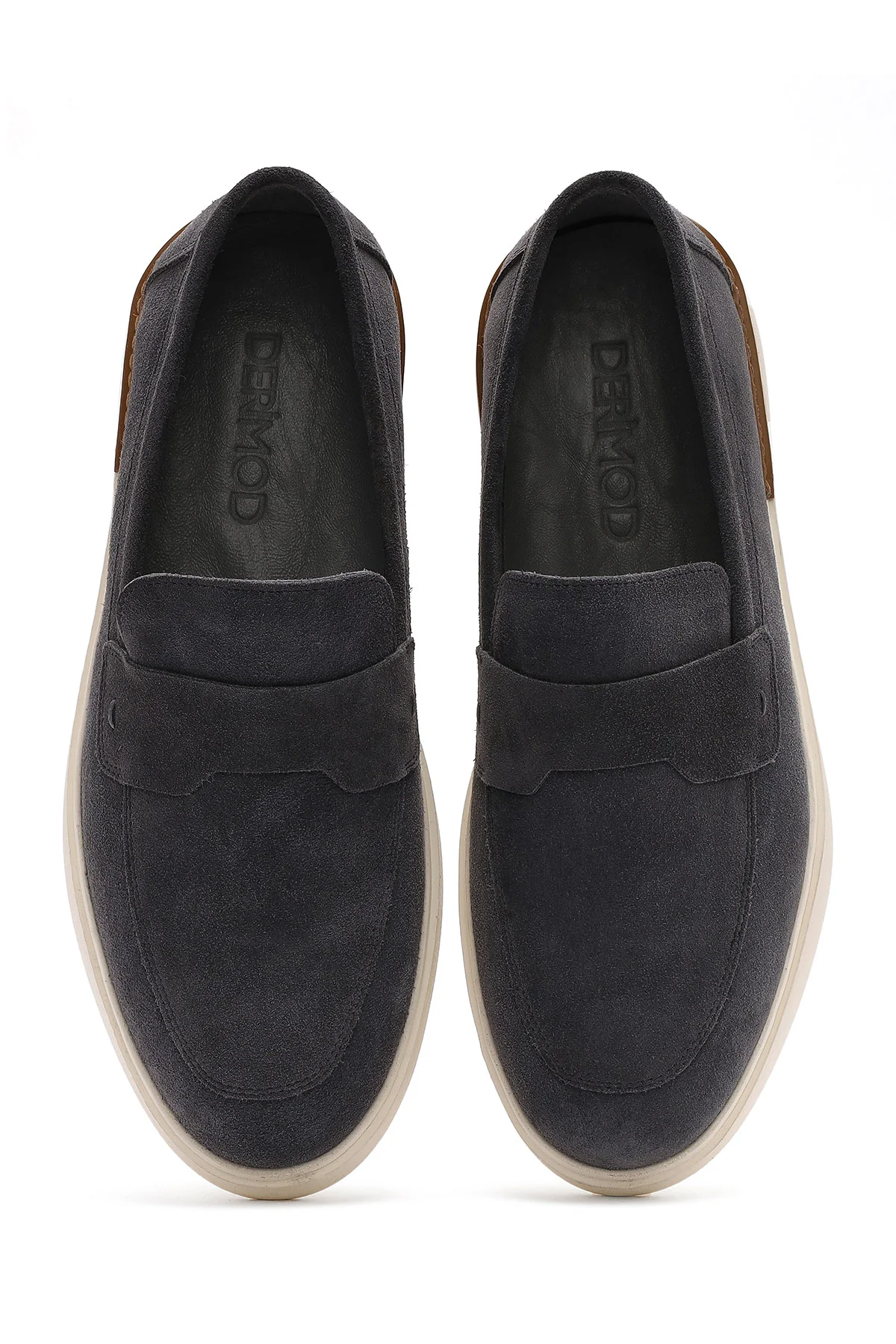 Erkek Gri Süet Deri Casual Loafer - Image 7