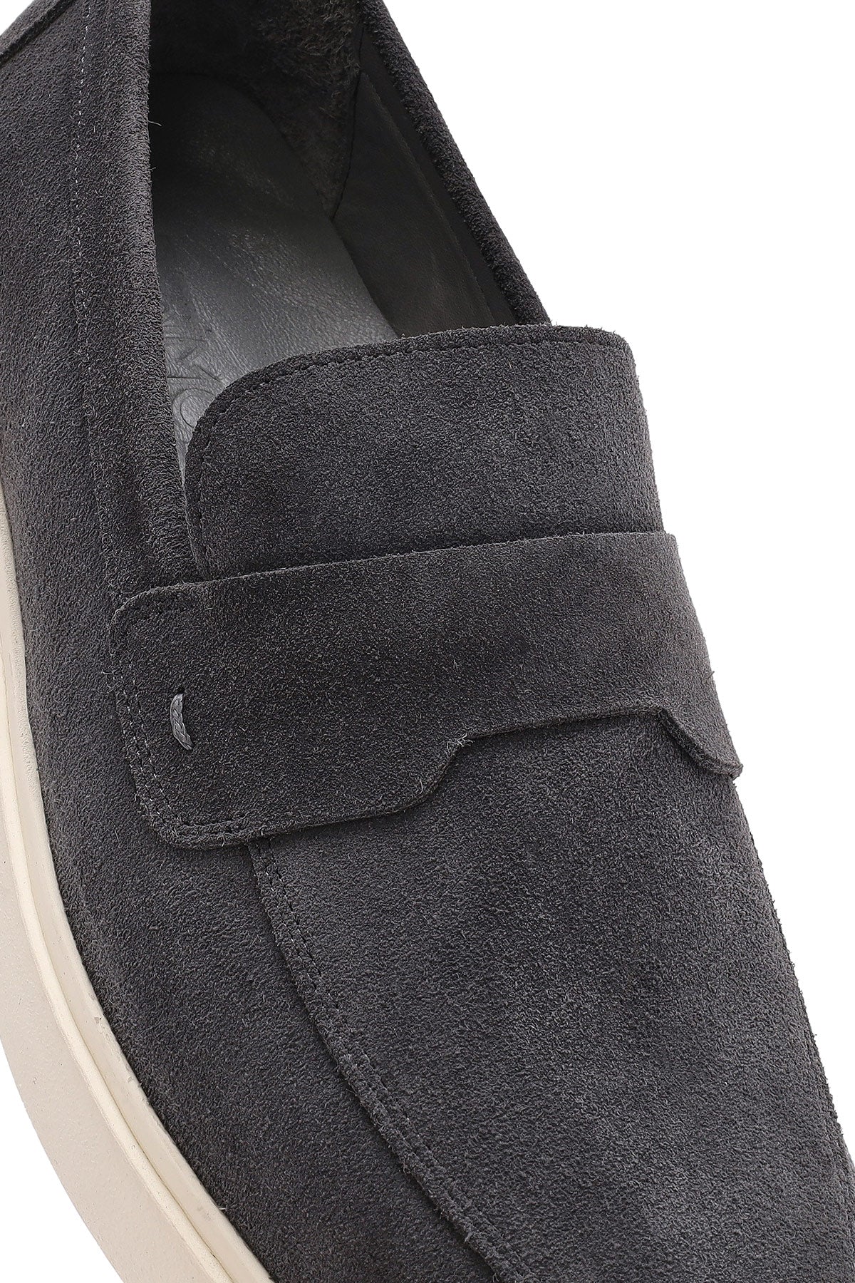 Erkek Gri Süet Deri Casual Loafer - Image 9