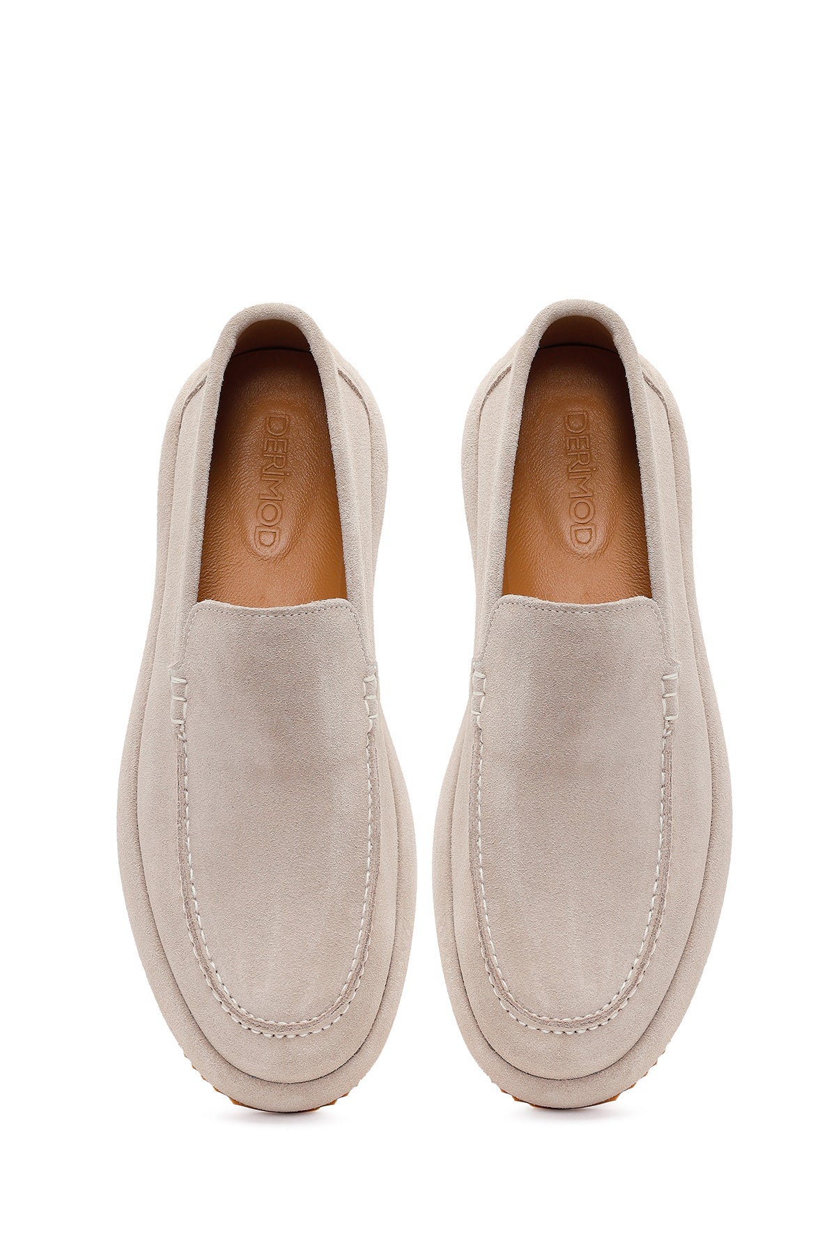 Erkek Gri Süet Deri Casual Loafer - Image 4