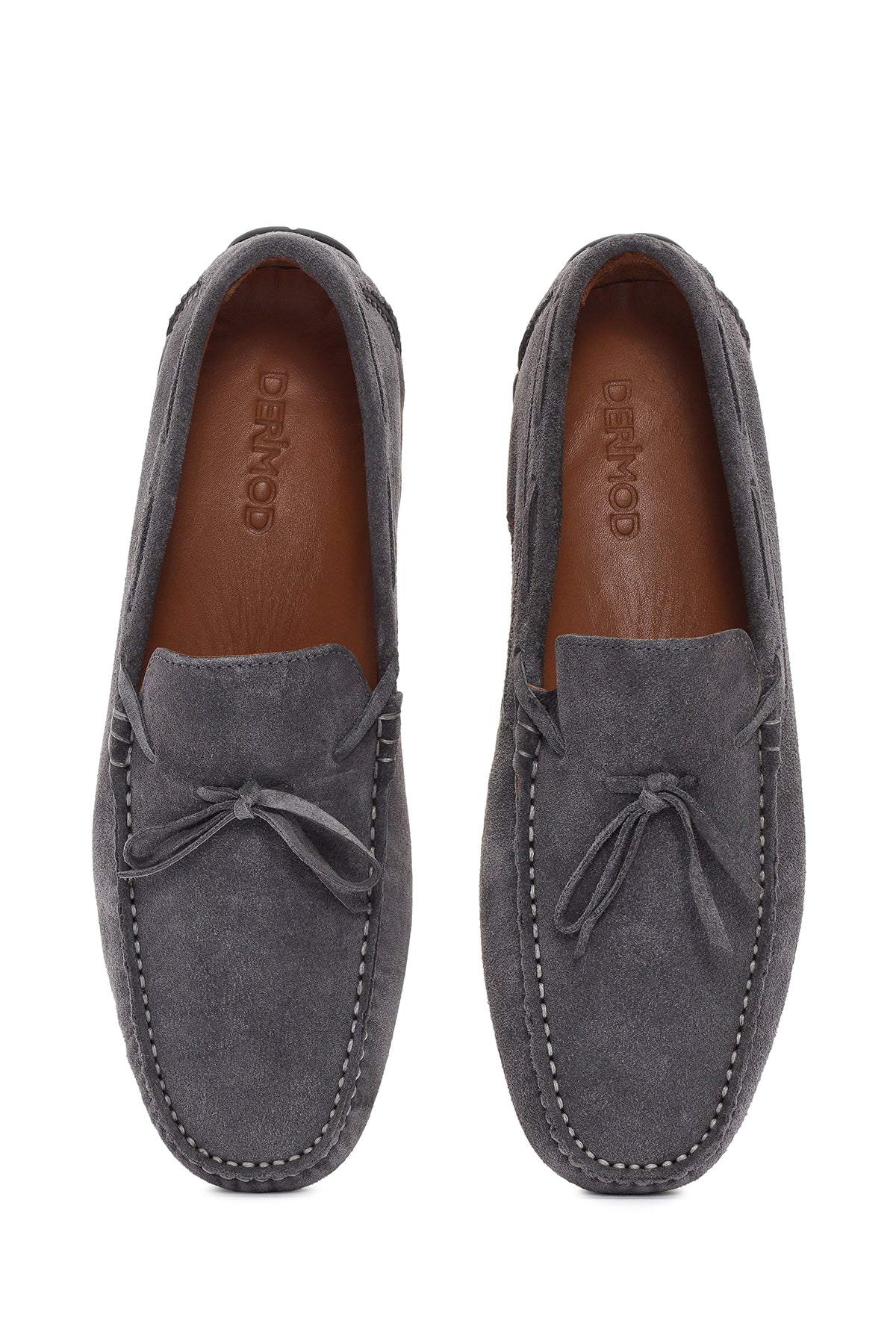 Erkek Gri Süet Deri Loafer - Image 7