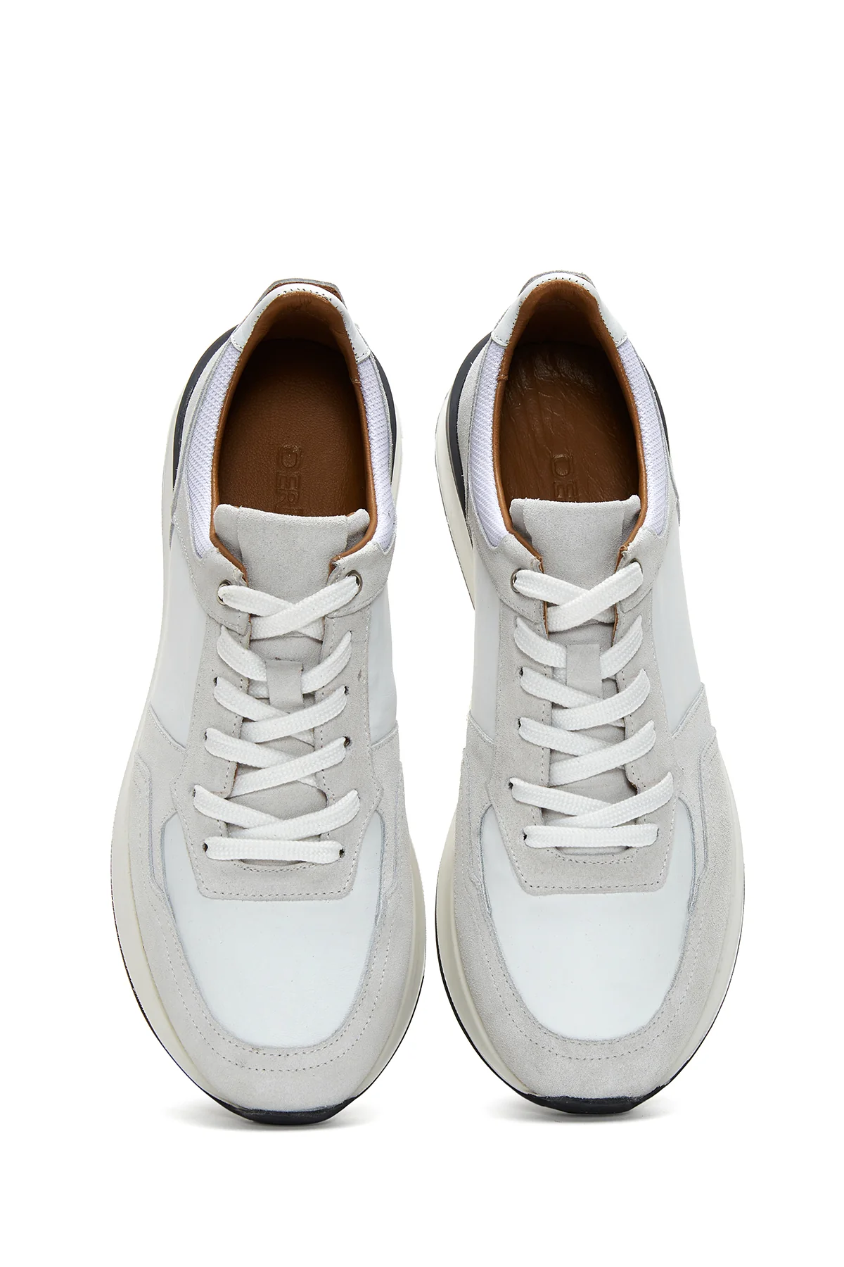 Erkek Gri Süet Deri Sneaker - Image 6