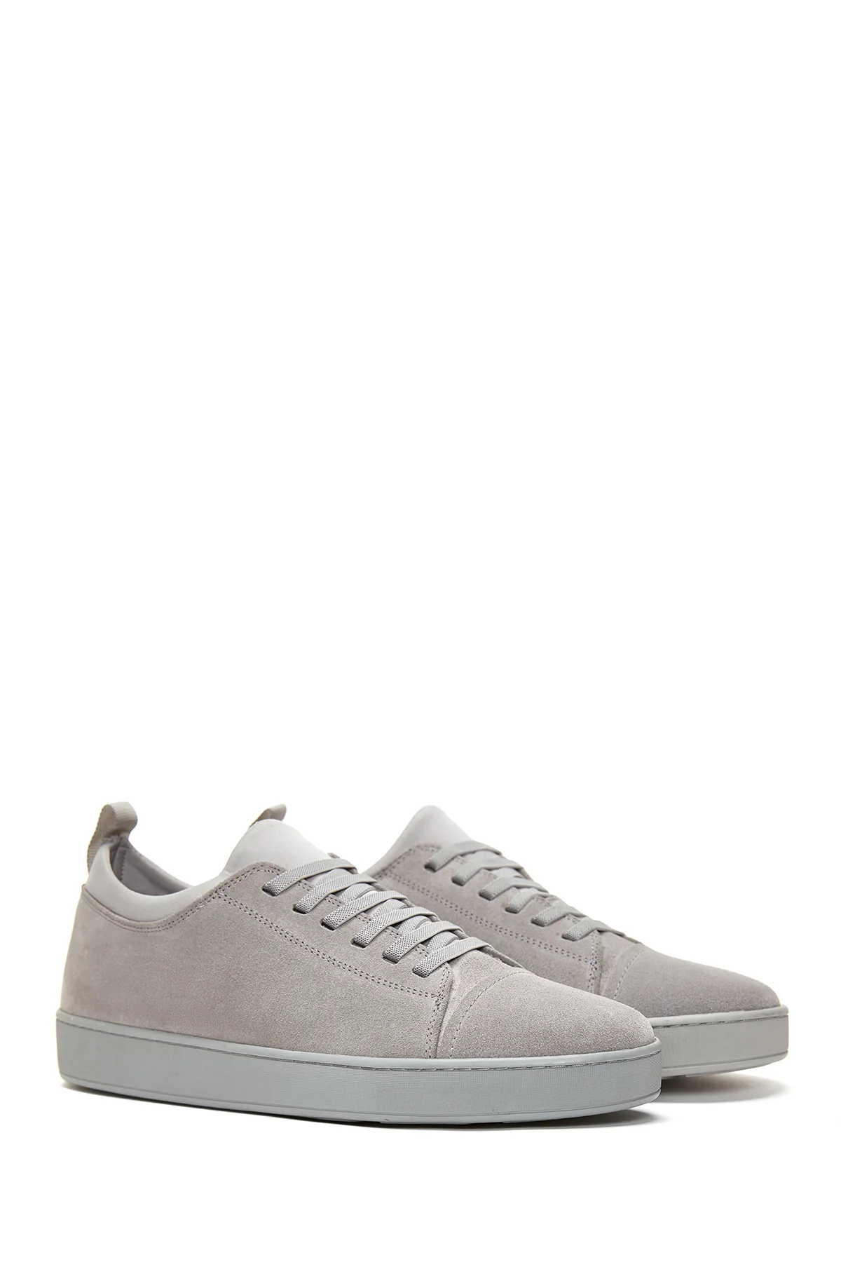 Erkek Gri Süet Deri Sneaker - Image 3