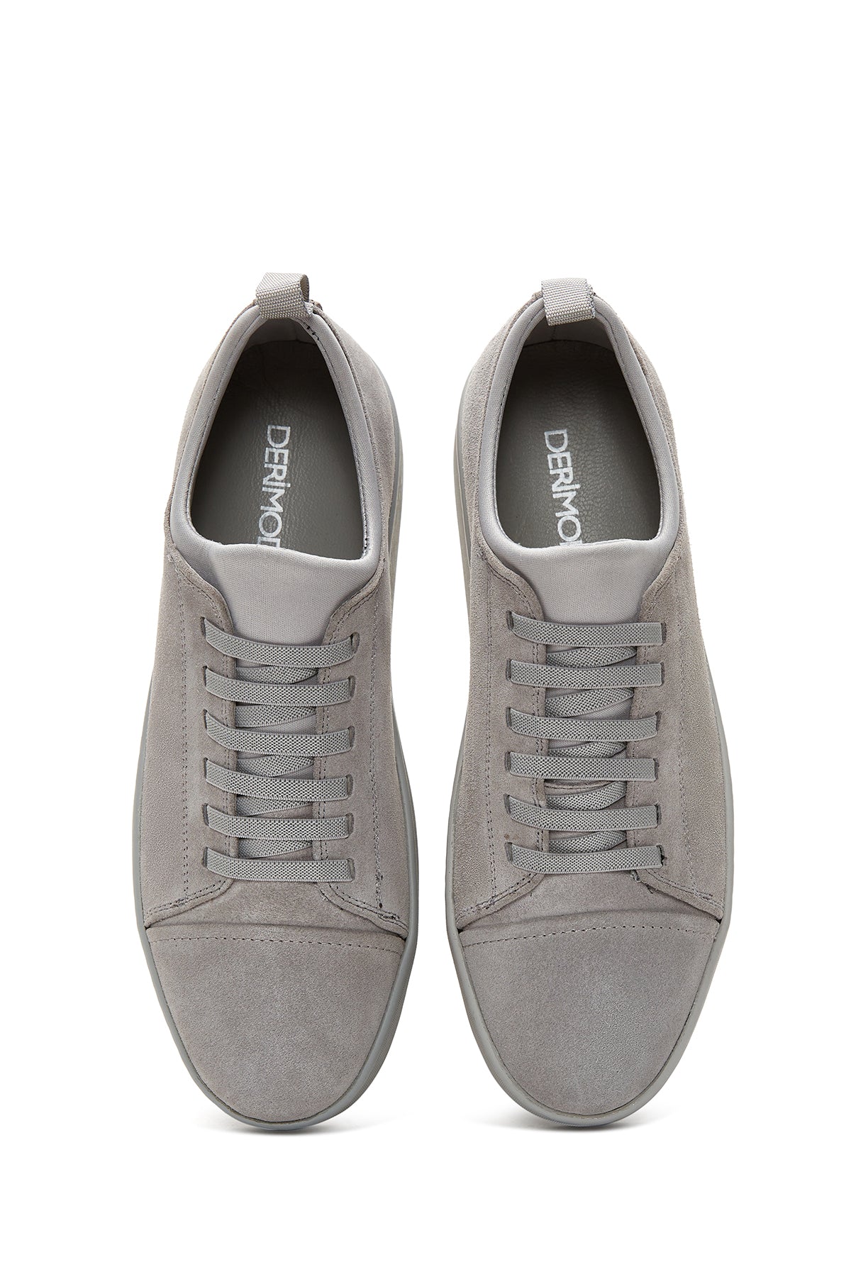 Erkek Gri Süet Deri Sneaker - Image 6