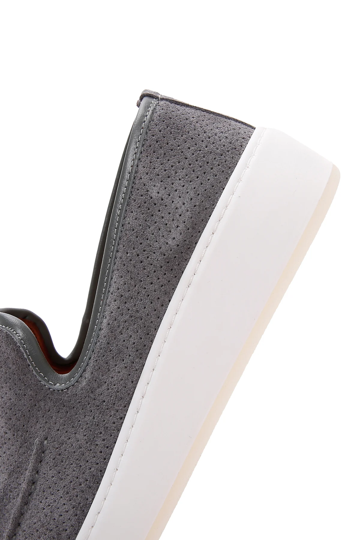 Erkek Gri Süet Deri Spor Loafer - Image 7