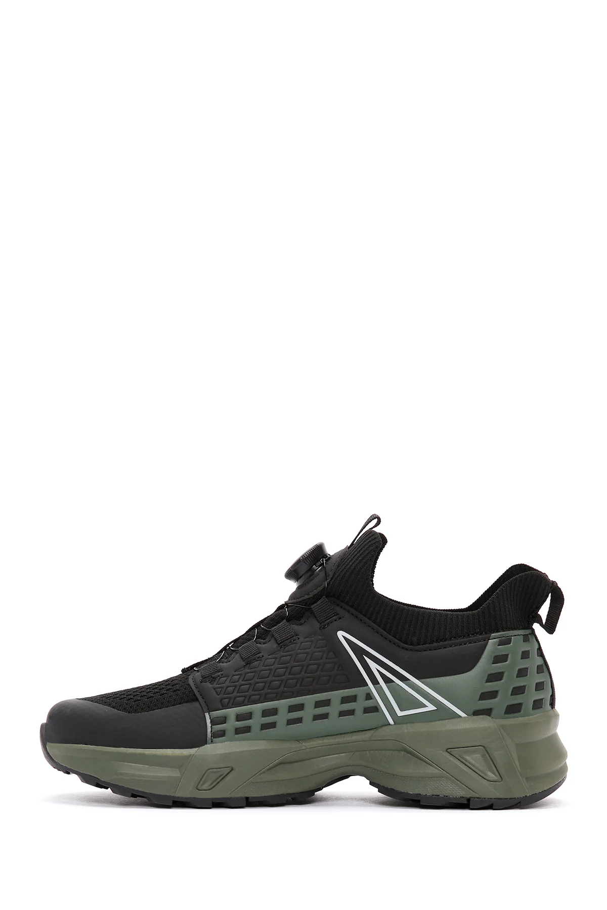 Erkek Haki Bağcık Mekanizmalı Kalın Tabanlı Deri Sneaker - Image 2